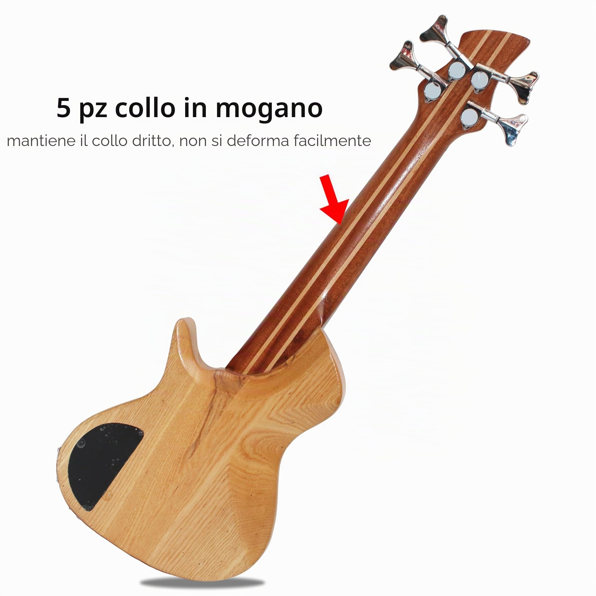 Batking Mini Basso Elettrico, Viaggio Ubass 4 Corde, Fretted Ukelele Basso con Gig bag