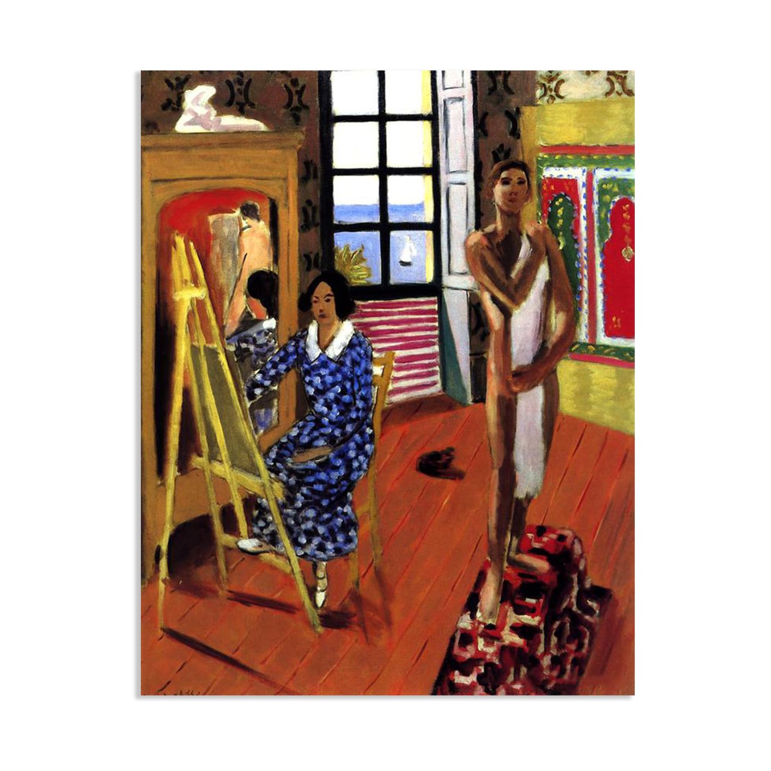Mycggdgh Framed Henri Matisse Painting Reproduction The Three O'clock Session Henri Matisse Abstract Art Canvas Wall Reproductions Classic Poster For Living Room Bathroom Office 80X60cm(31X24in) Poster