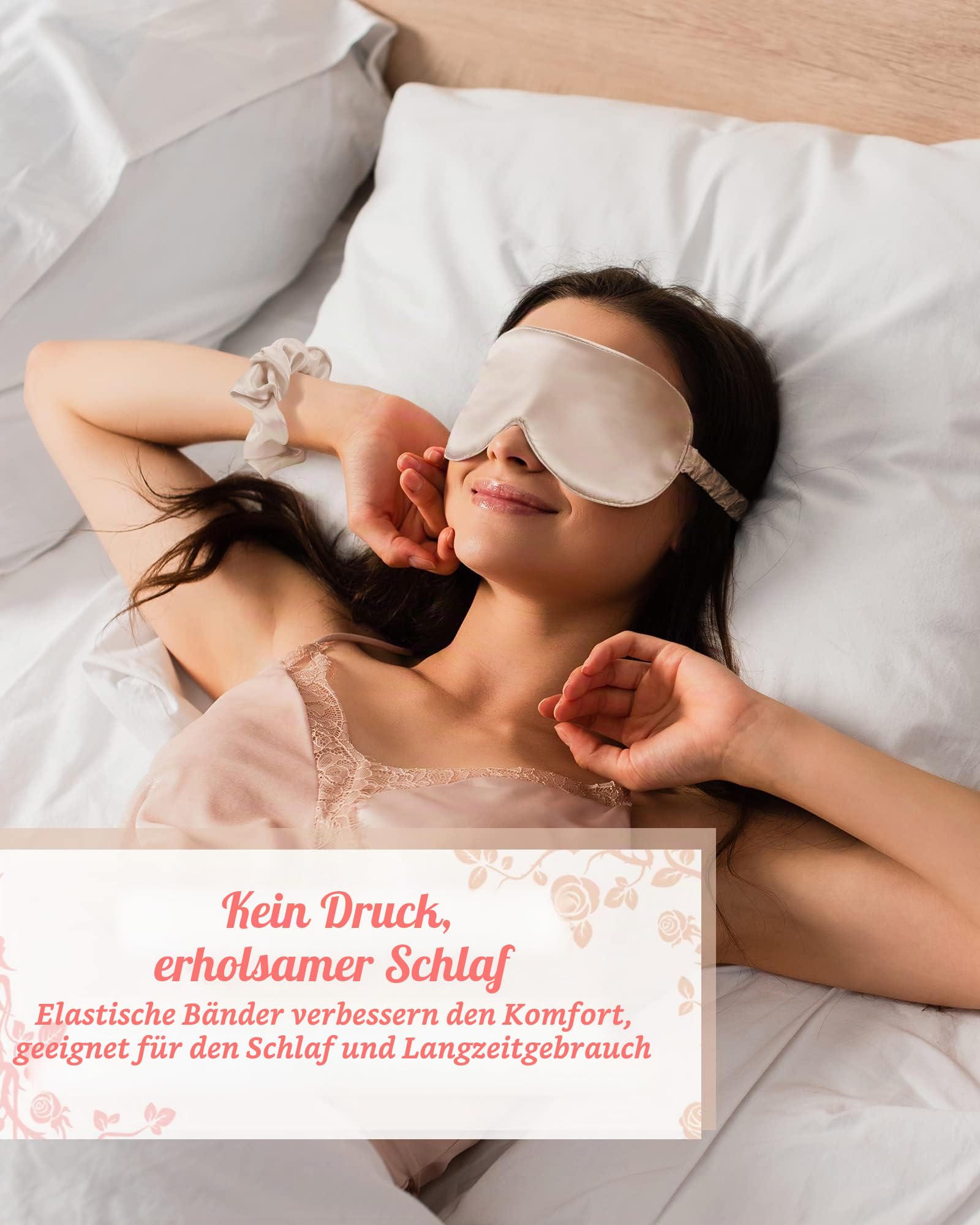 Jecery 7 Stück Brautjungfer Robe Sets Braut Seide Satin Roben Braut Party Roben mit Schlaf-Augenmaske und elastischem Stirnband Sets