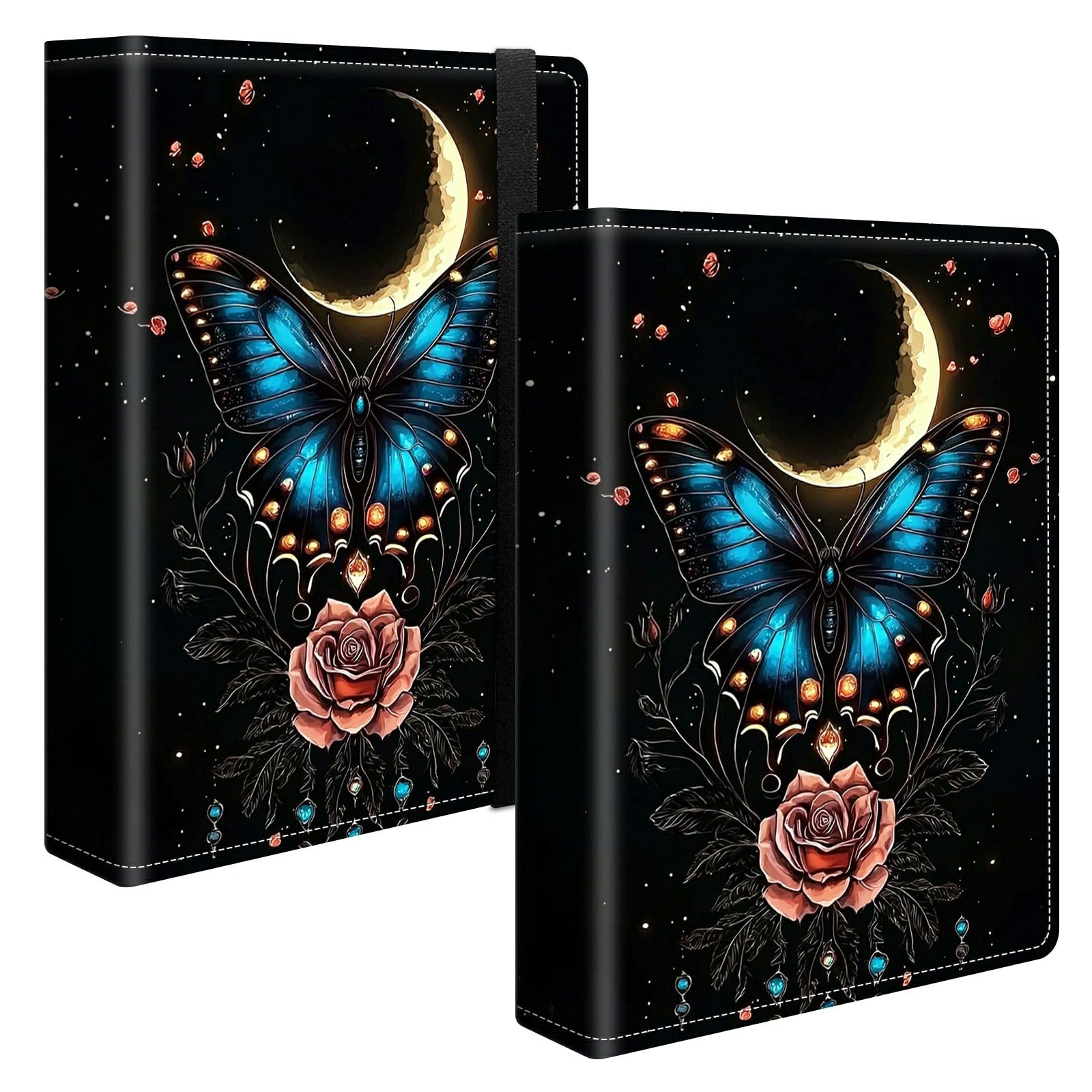 Photo Album 4x6 120 Pockets Photos with Strong Elastic Band, Small Mini Albums Sheet Protector Folder for Photos, Album for Family Wedding Women Men Baby Vacation Gift, Butterfly Moon
