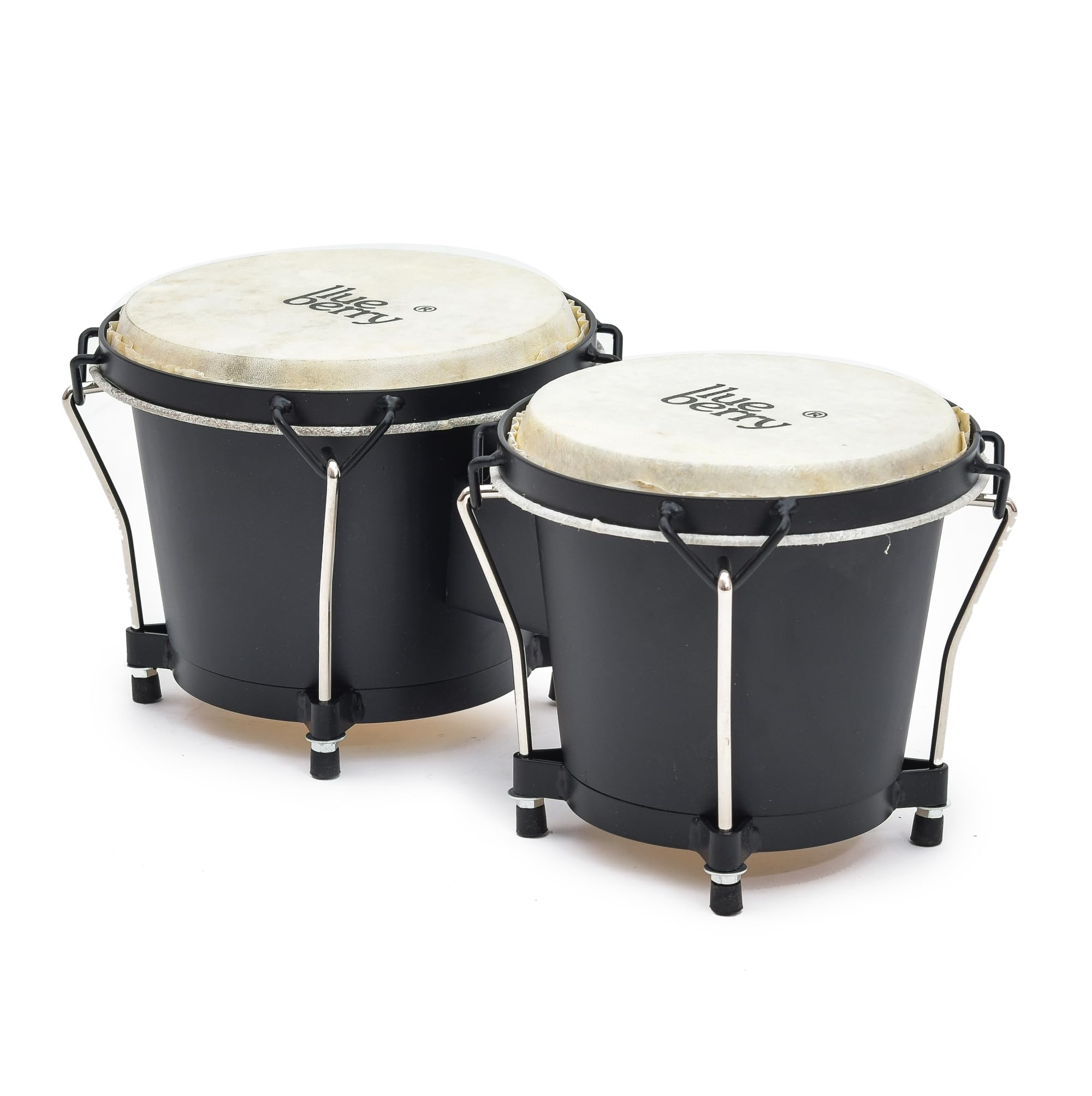 Blueberry R-607 Black Bongo Drum Set with Tuning Wrench Professional Wooden Percussion Instrument for Beginner Adults Kids (Natural Skin)-image-17