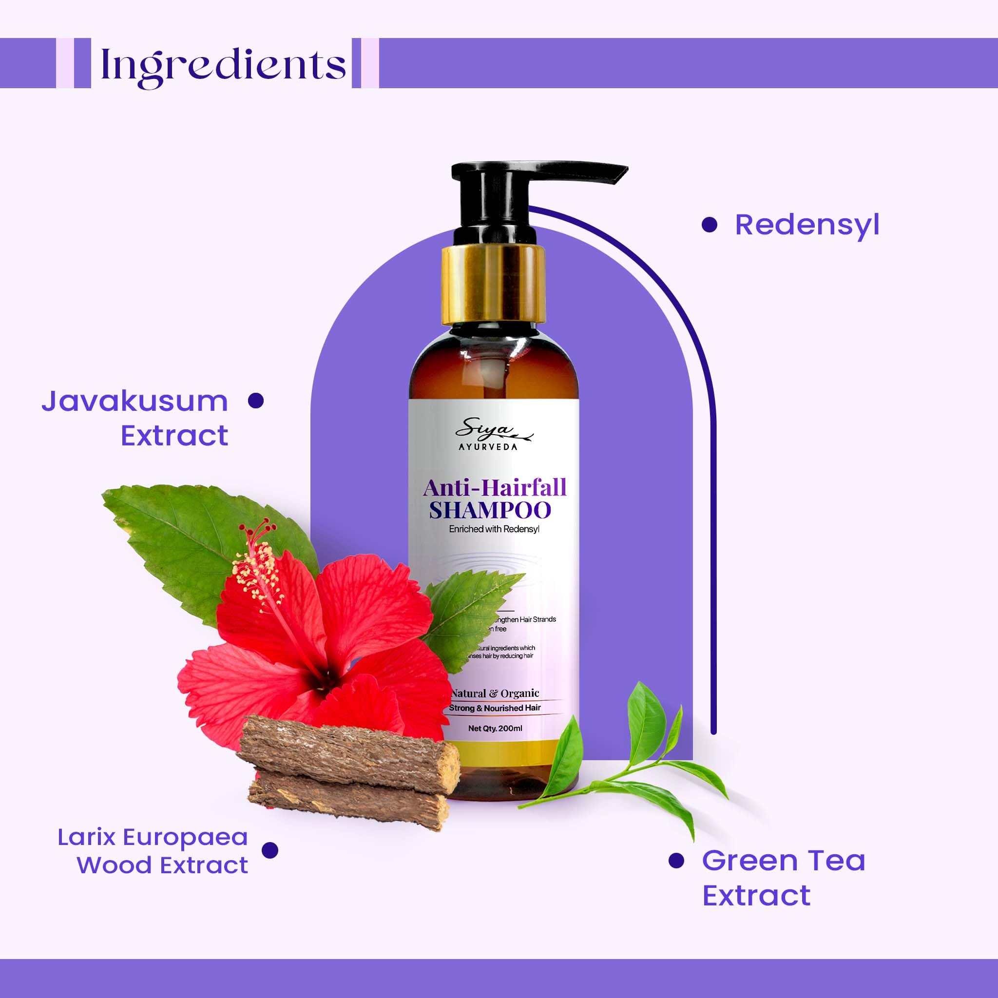 Siya Ayurveda Anti-Hairfall Shampoo Enriched With Redensyl For Damaged Hair, Intensive Repair, Nourishing Care Sulphate & Paraben Free Hair Fall Shampoo 1