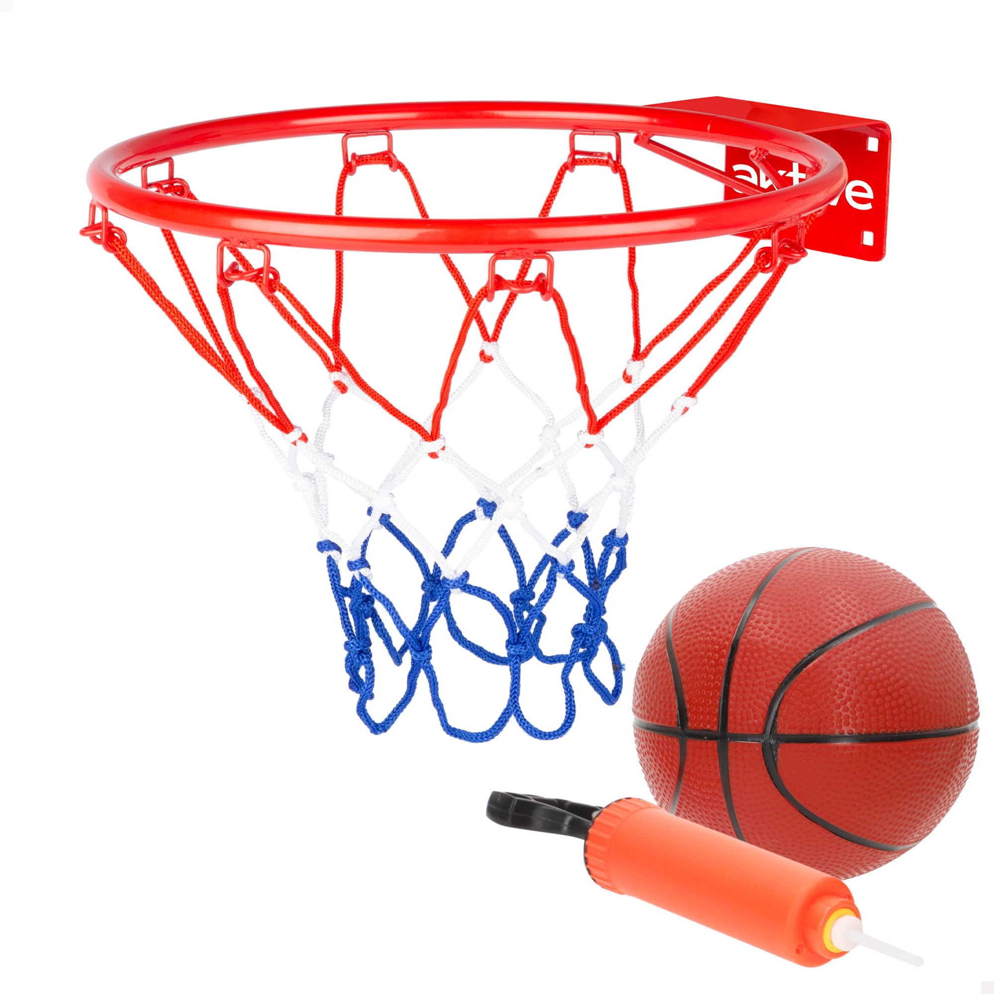 Canasta de Baloncesto Pared AKTIVE 54277, 32 cm, Red poliéster, Aro metálico, Incluye Pelota