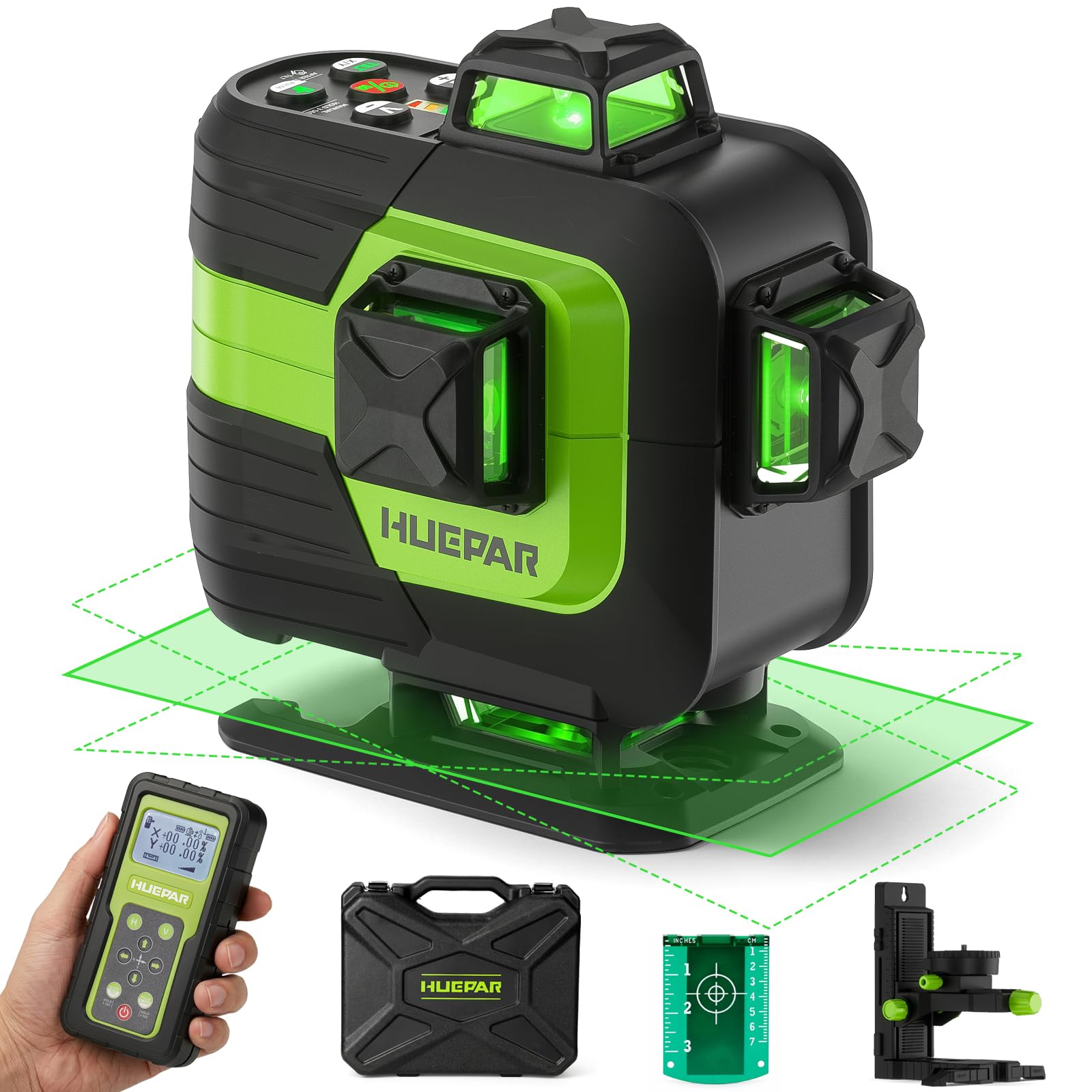 Huepar Niveau Laser 4D 16 Lignes avec Mise à Niveau Électronique, 704CG-D