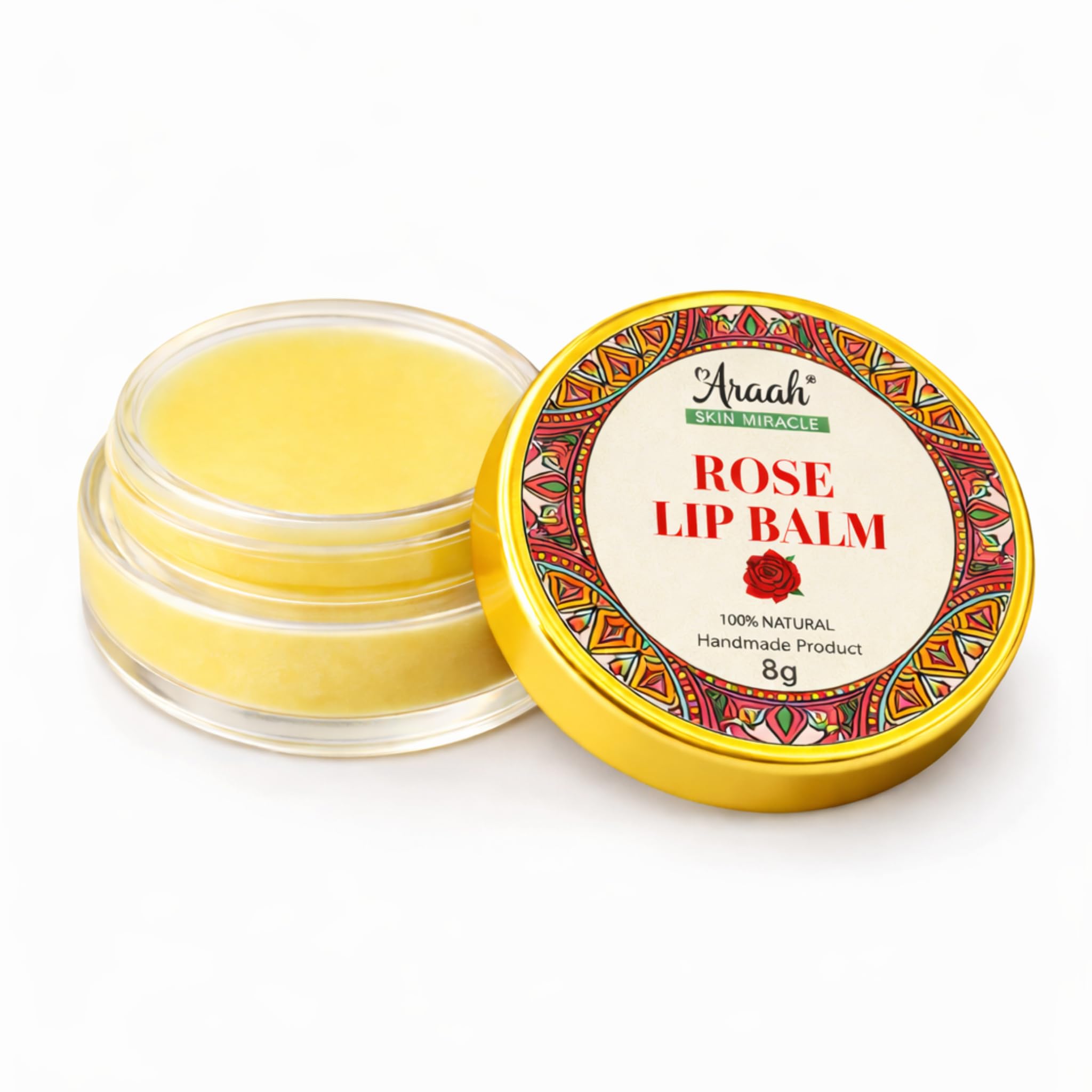 araah rose lip balm with rose petals, rose oil, beeswax & shea butter – moisturizes, softens & smoothens lips – 100% natural – 8g-image-20