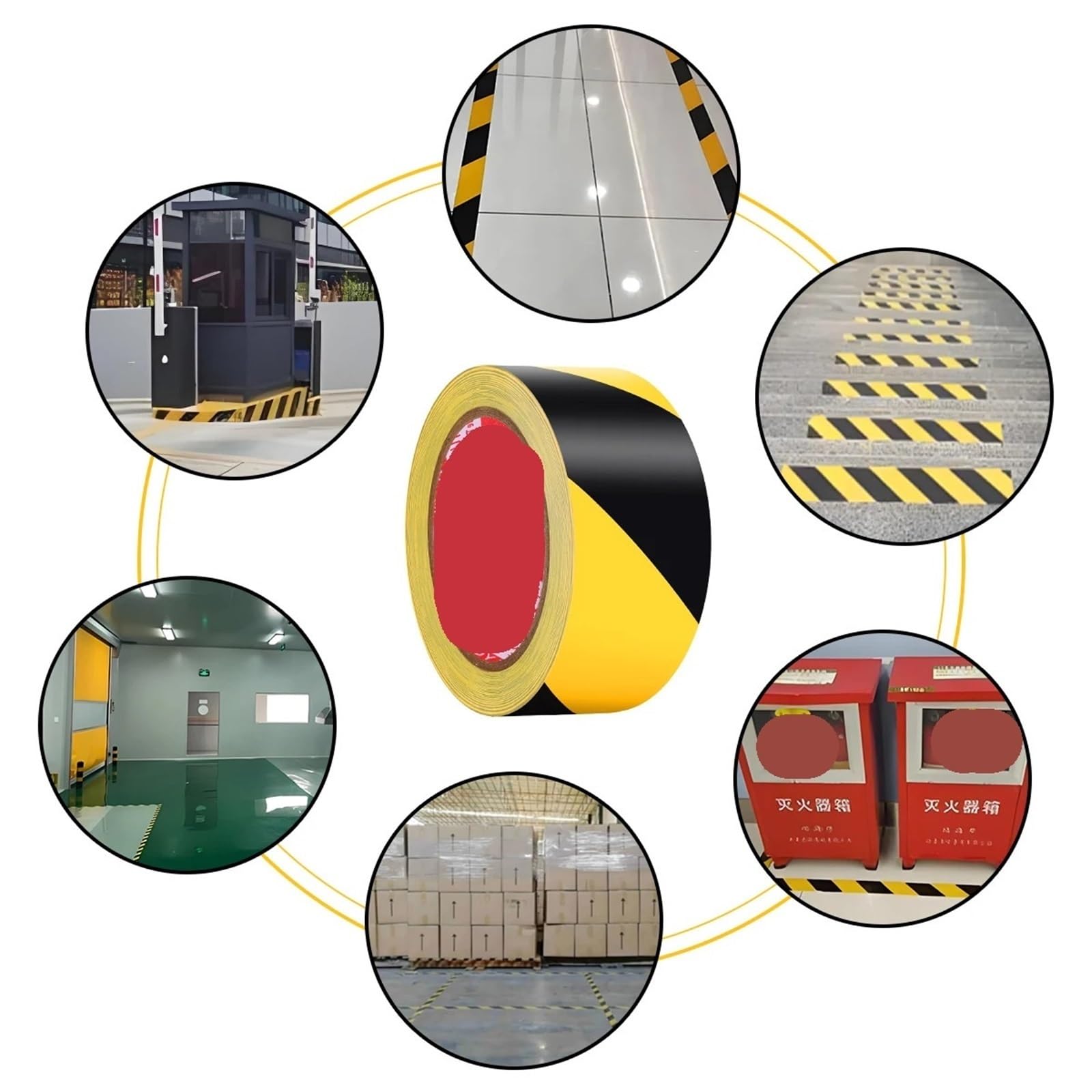 Cinta de seguridad PVC 2 rollos, fuerte adhesivo, cinta advertencia for suelos, for marcar obras construcción, precaución impermeable Para Señalización Seguridad(Red White,60mm)
