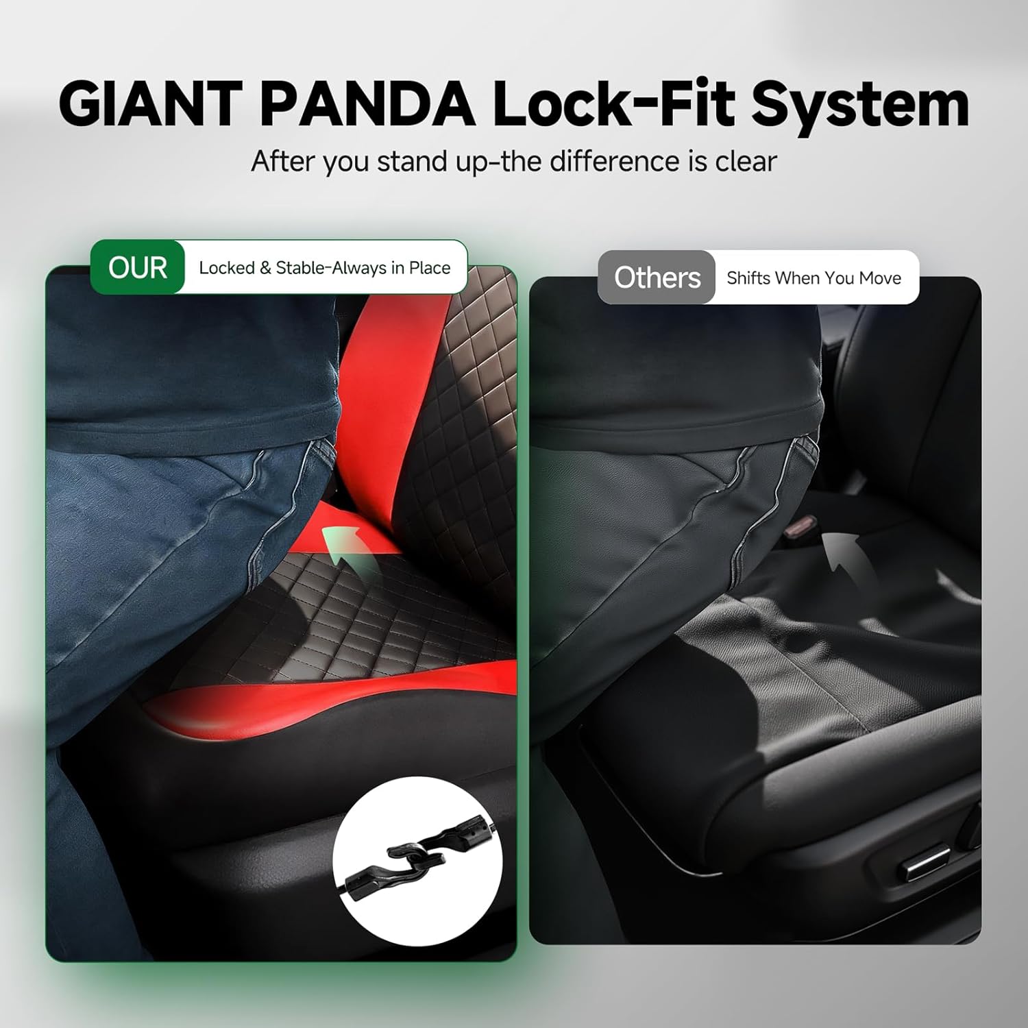 GIANT PANDA Front Car Seat Cover for Jeep,Faux Leather Bucket Seat Covers Custom Fit Jeep Wrangler Grand Cherokee Compass Gladiator Wagoneer Renegade Liberty Patriot (Red+Black) 2-Pack