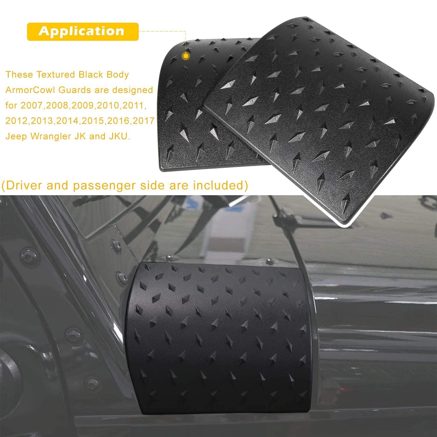 Adesivo Auto Nero Cowl Body Armor Esterno Laterale per Jeep Wrangler JK JKU Unlimited Rubicon Sahara X Off Road Sport 2007-2018