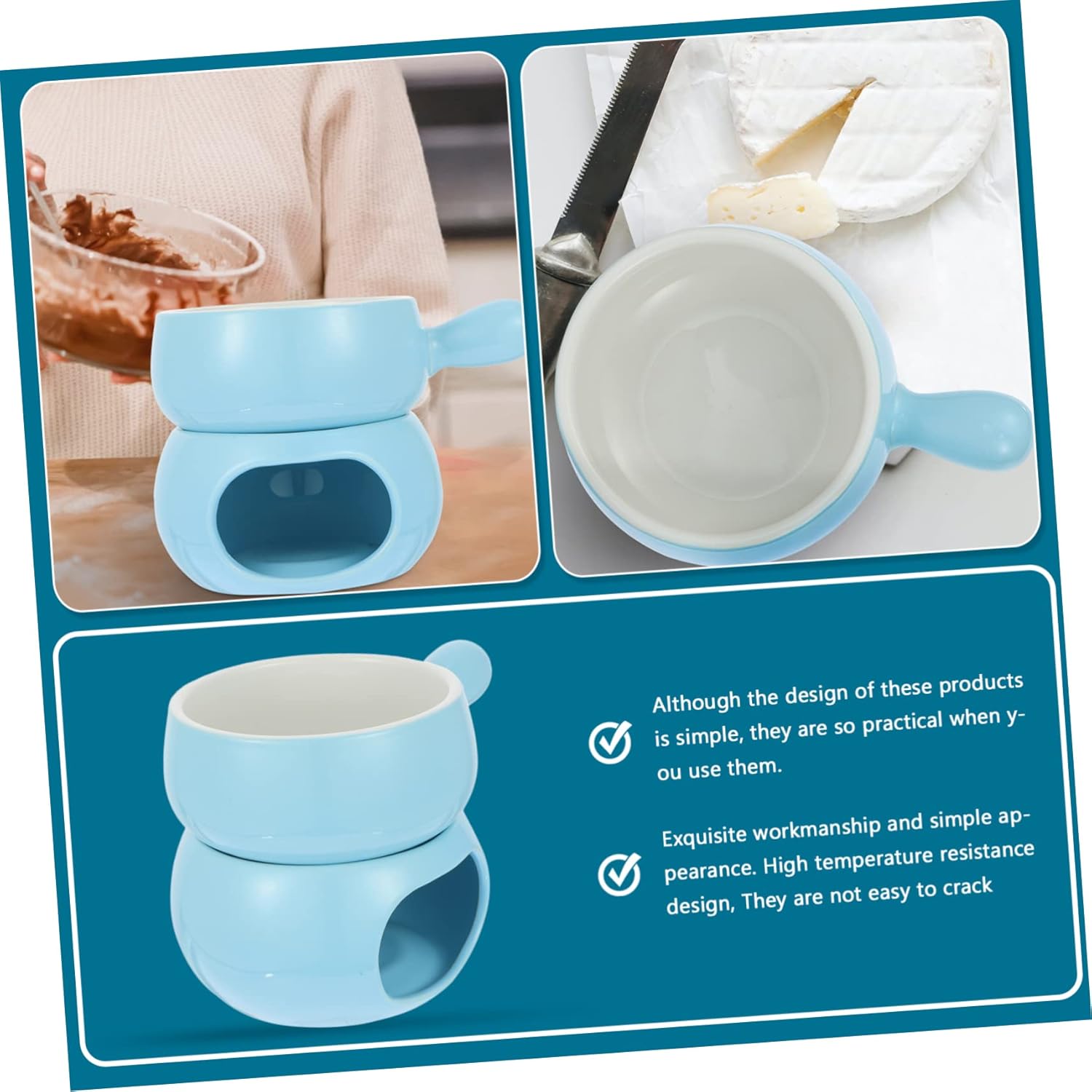 1Set Chocolate Fondue Melting Pot Ceramic Heating Stove for Ice Cheese Stylish Design for Kitchen Parties and Afternoon Tea Includes Pot