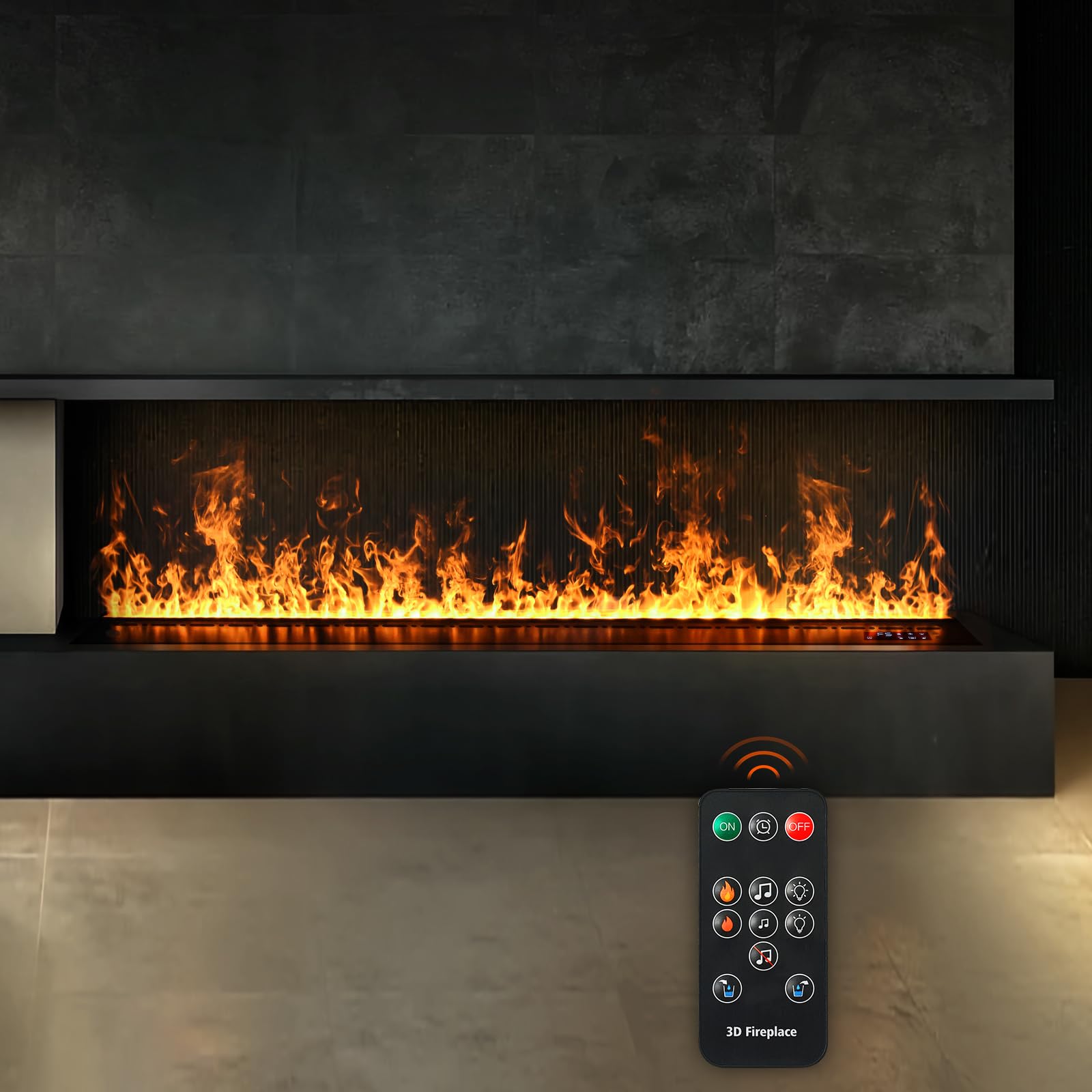 Wasserdampf-Kamin, elektrischer Kamin, 3D-Flammeneffekt, leise Funktion, Fernsteuerung [80cm, unbeheizt]