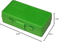 Vista 6 de MTM P50-9M-10 Ammo Box 50 Round Flip-Top Fits 380 ACP & 9MM Cal Made of Polypropylene Stackable, Snap Lock Latch USA Made Green