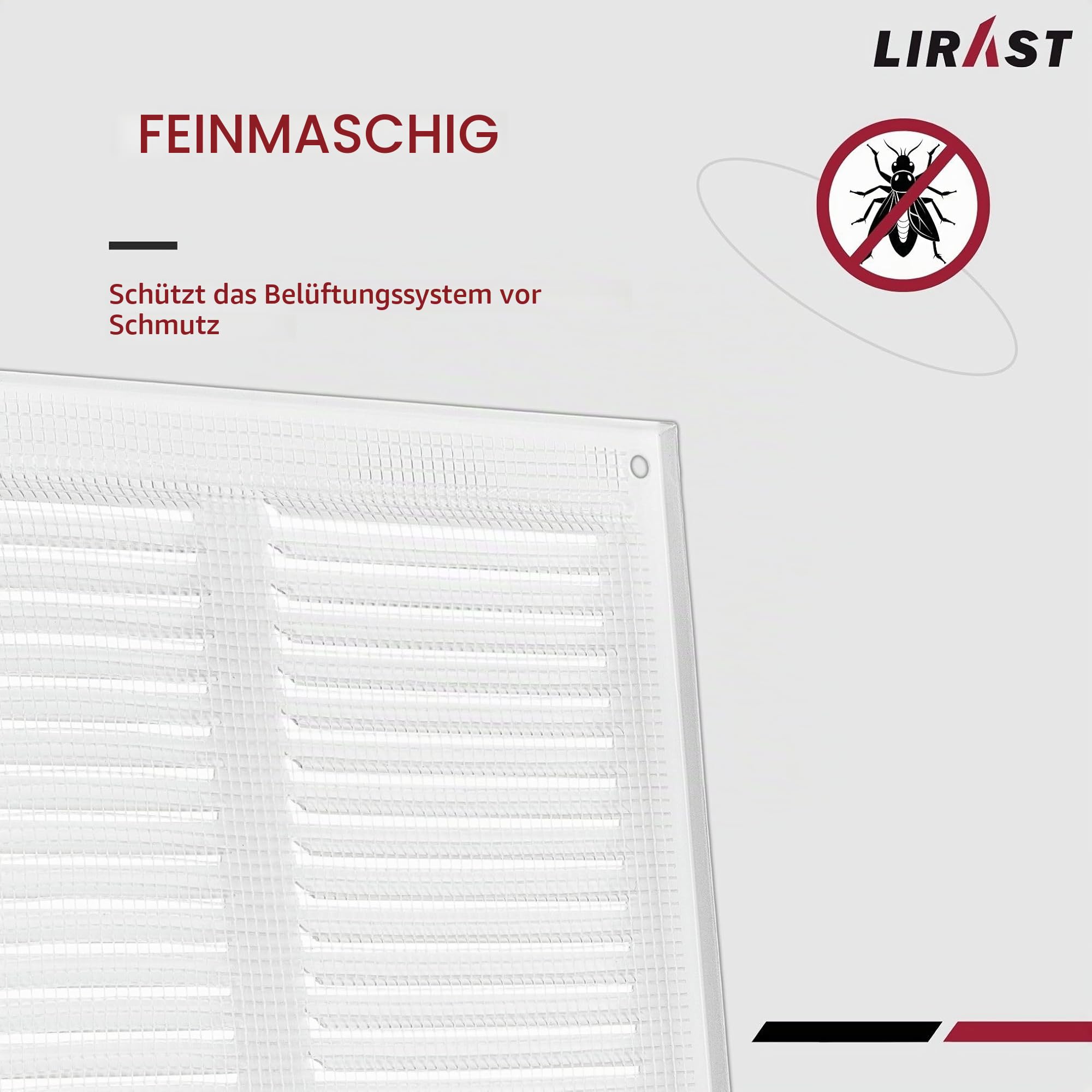500x500mm Metall Weiß Lüftungsgitter mit Insektenschutz - Gitter für Belüftung - Abluftgitter