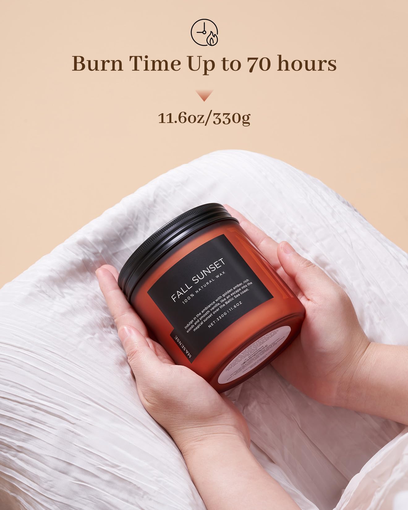 Candela profumata d'autunno in ambra del Baltico, candela naturale di cera di soia da, candela in barattolo con stoppino di cotone a 2 candele, regalo di inaugurazione della casa per la casa profumata