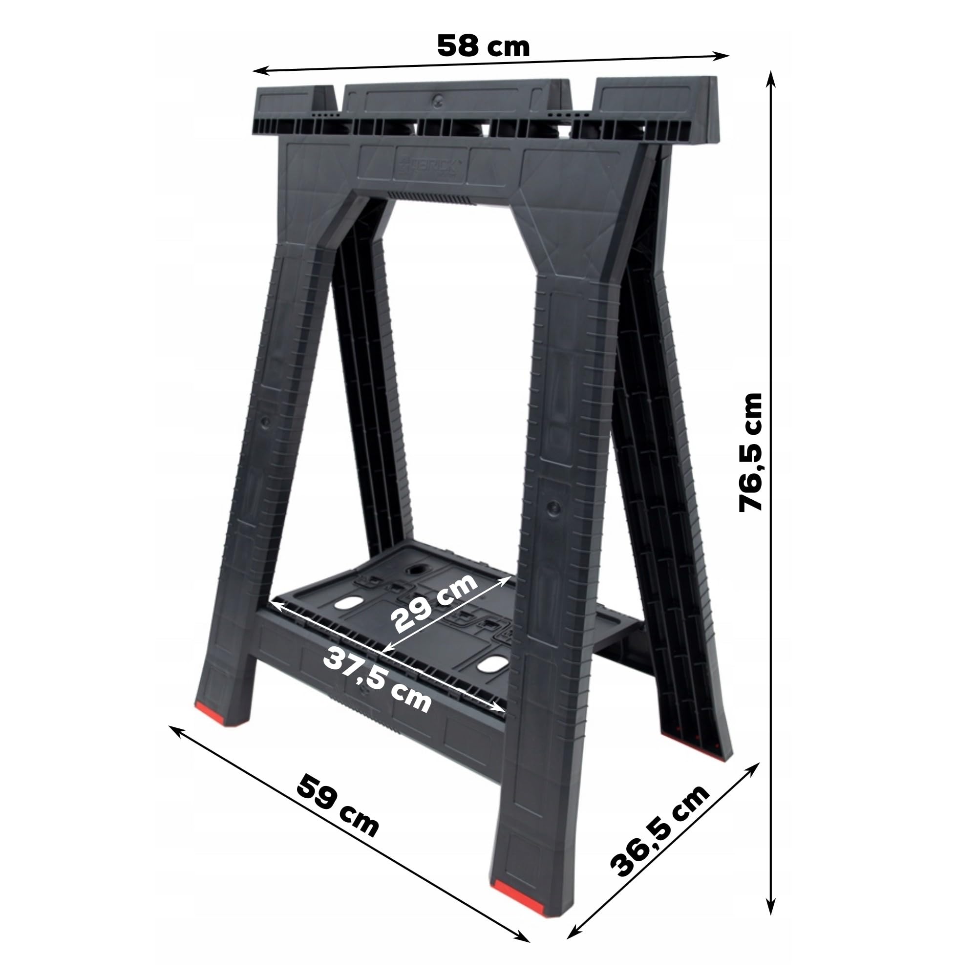 Kozioł roboczy, składany kozioł warsztatowy, 2 sztuki, 76,5 x 58 cm, nośność do 350 kg, kozioł podporowy z półką na narzędzia i małe części z antypoślizgowymi nóżkami