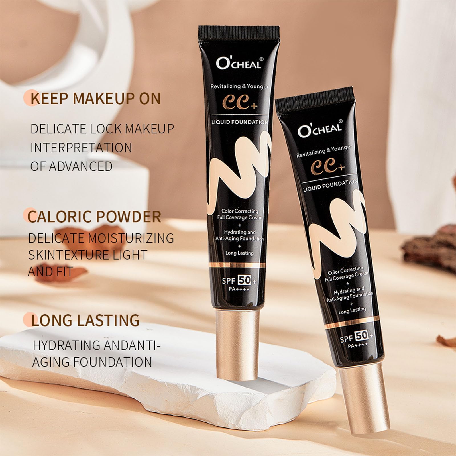 CC Cream - Crema hidratante teñida con SPF 50, crema CC correctora de color, base CC Cream cobertura completa, corrige el tono de la piel, cubre imperfecciones, hidratante y crema CC mate de larga 5