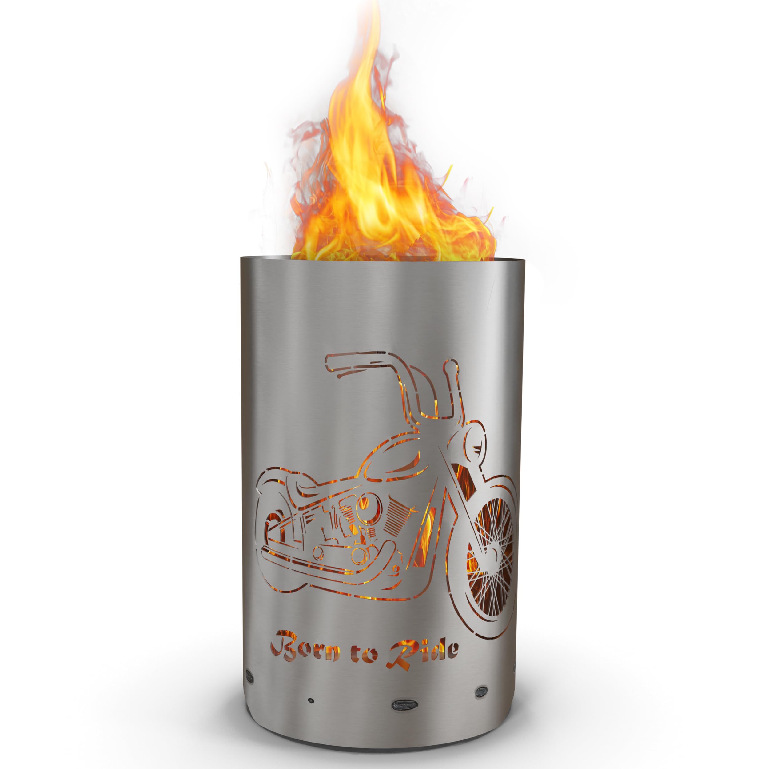 TiKo-Design® Feuertonne Feuerkorb mit Born to Ride Chopper Motiv