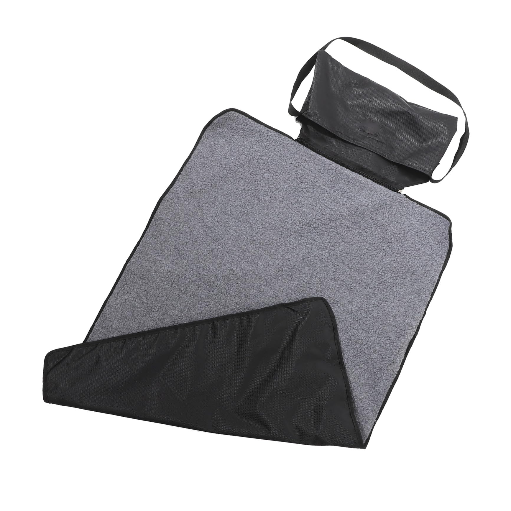 Manta Térmica Plegable de Lana para Mascotas Negra, Fácil de Transportar y Multifuncional para Exteriores y Cama, Bolsa Cremallera Incluida
