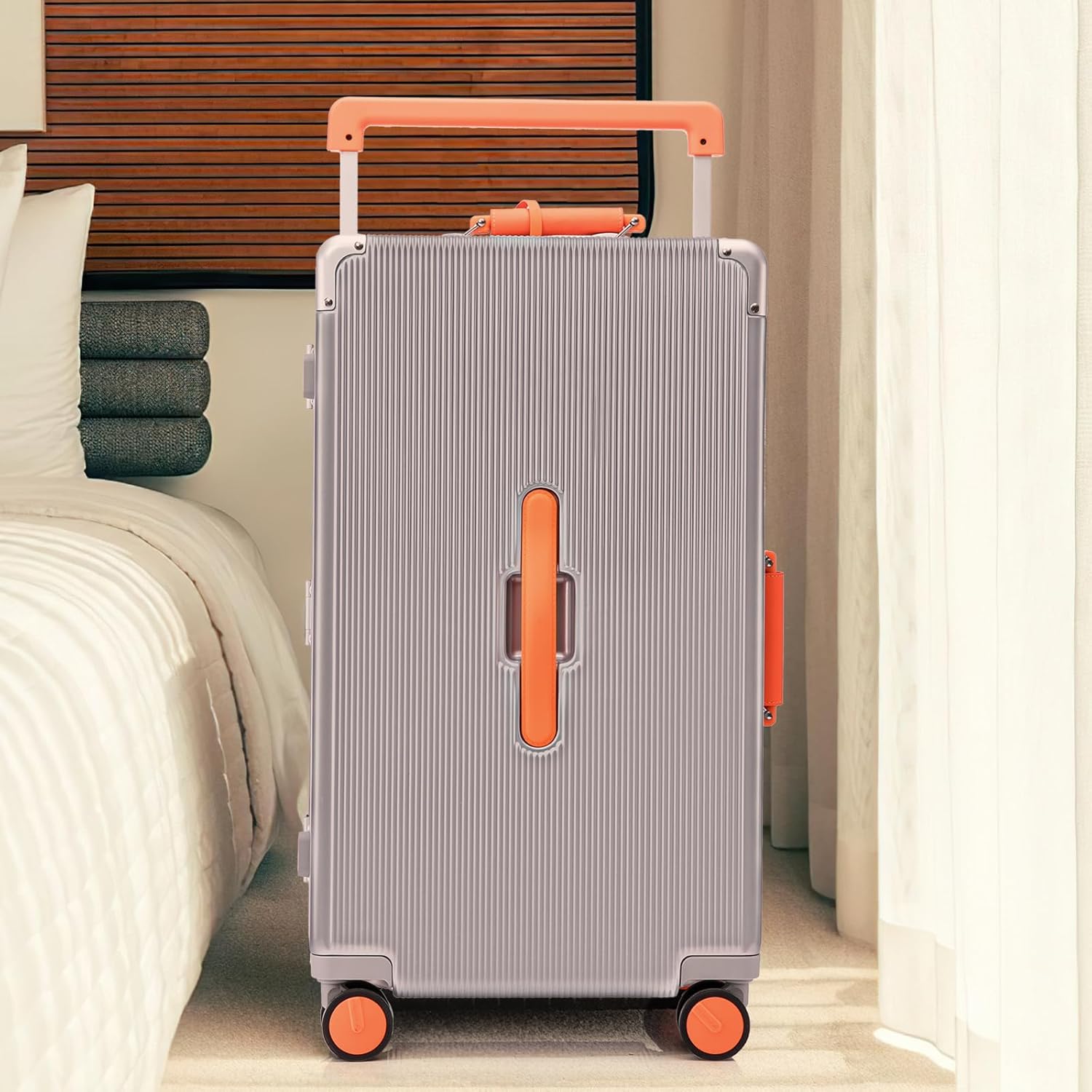 Apelila 28 Inch Checked Luggage, Hardshell Suitcase with Spinner Wheels, Wide Handle & TSA Lock, 116L Large Capacity for Family and International Travel- Cruise & Airline Approved