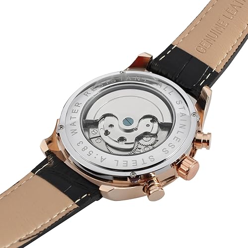 Miniatura 6 de forsining hombres automáticos de la vestido de lujo calendario día piel Banda Muñeca Reloj fsg583m3r1