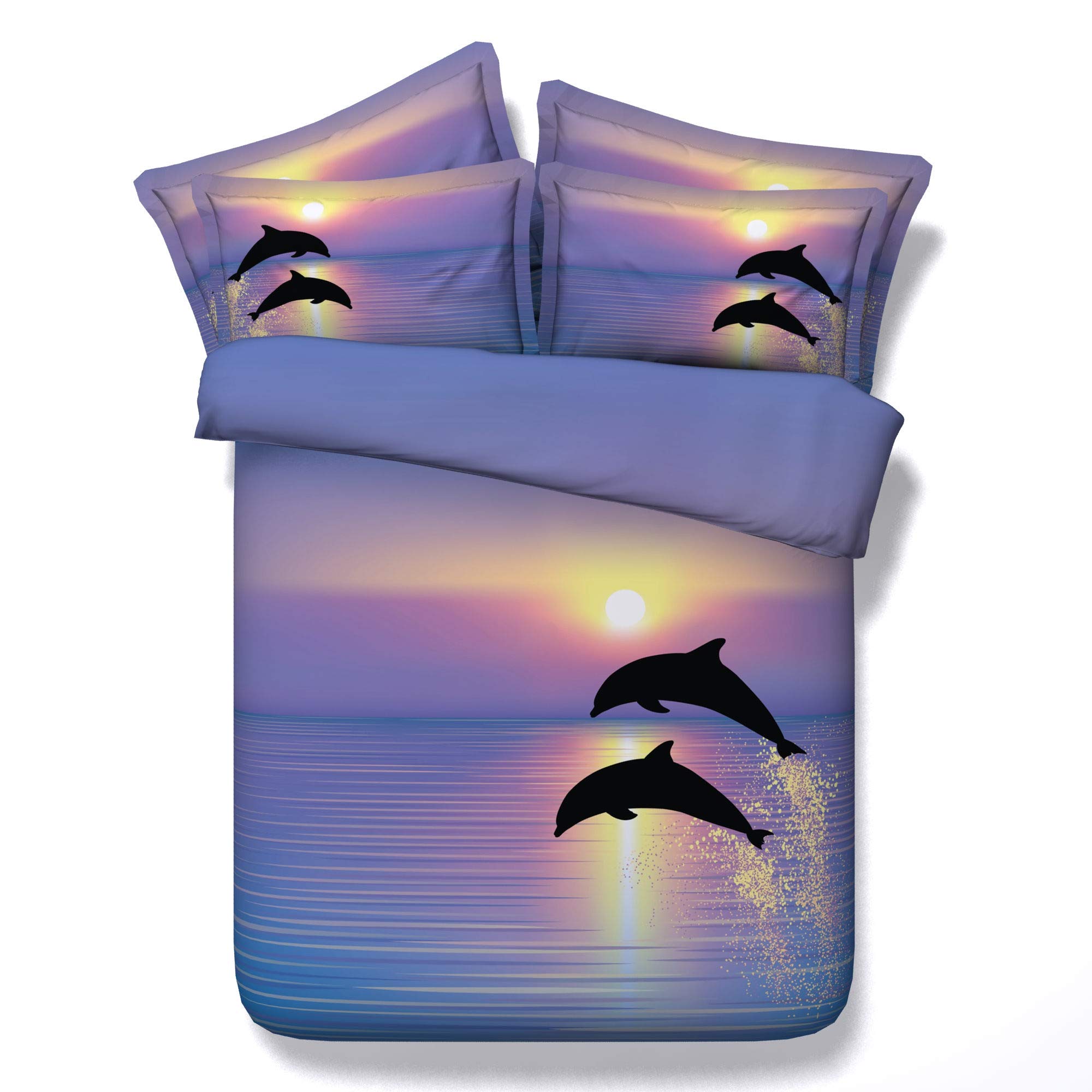 Housses de couettes dauphin 3D motif animalier grand format 2 personnes