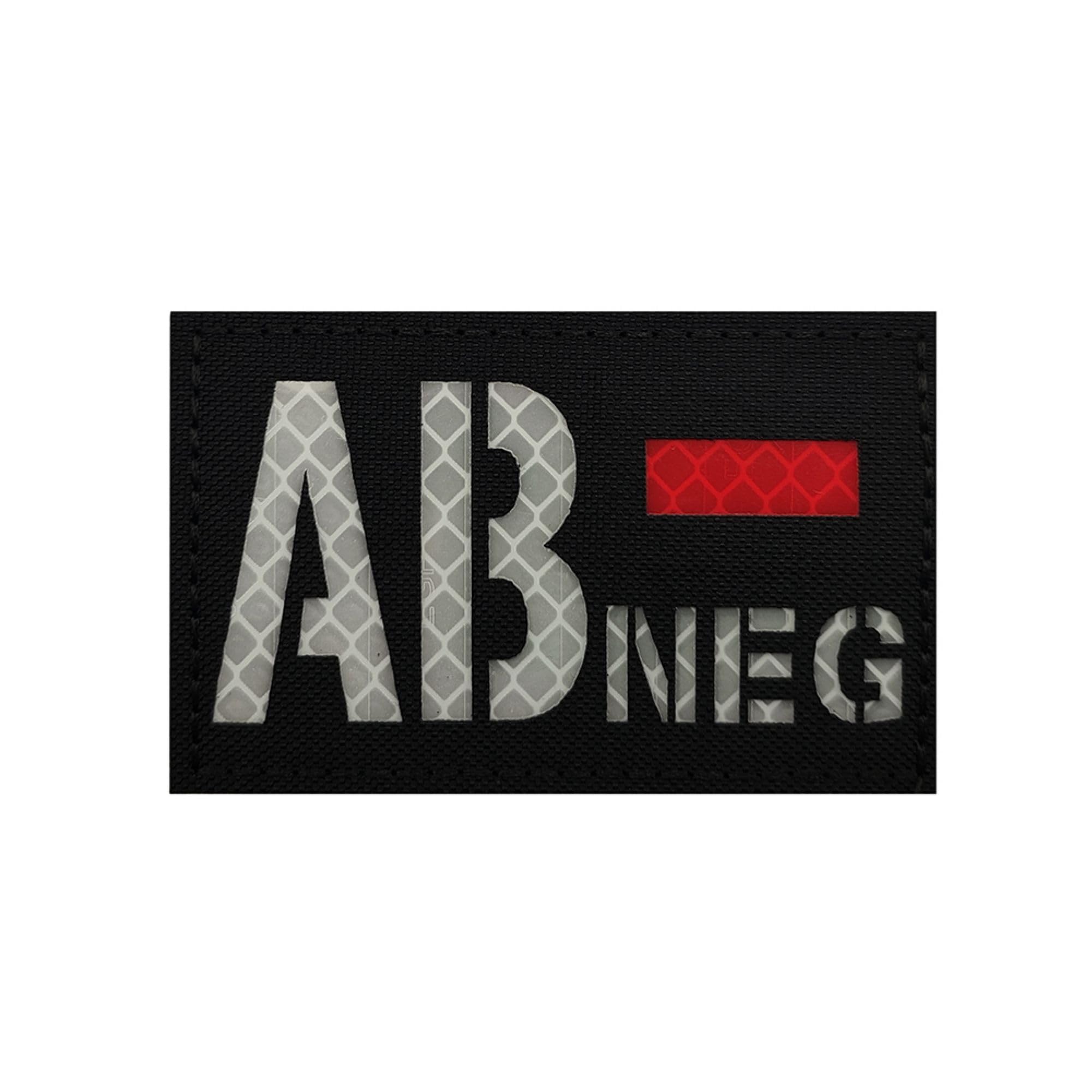 ODSS AB Negative Blood Type Luminous Patches Glow in The Dark IR Infrared Reflective Laser Cut Blood Type AB- Neg Appliques, Tactical Military Morale Badges Fastener Hook and Loop Backing