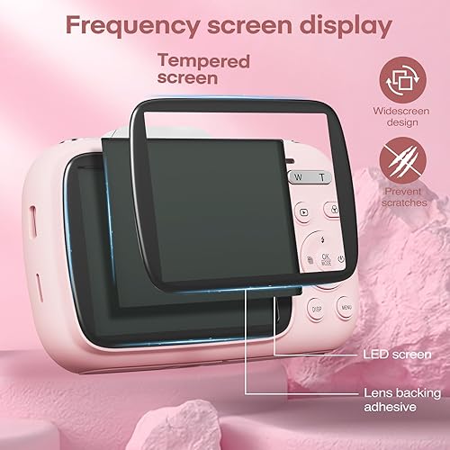 Miniatura 2 de Cámara digital rosa 5K para fotografía, cámara de vlogging portátil UHD de 80 MP, cámara de punto de viaje y disparo con zoom 18X con tarjeta TF