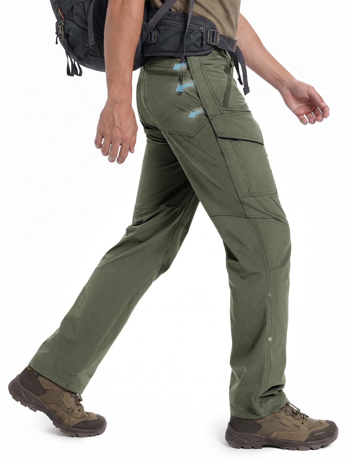 Moosehill Hiking Pants Men Breathable: Mesh Vents Lightweight Quick Dry Water Resistant Stretch 6 Pockets for Outdoor Hikers — view 12