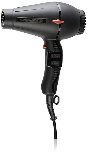 Twin Turbo 3800 secador de cabello de 2100 vatios, iónico, de cerámica. Incluye elemento de calefacción de níquel cromado y termostato de seguridad,