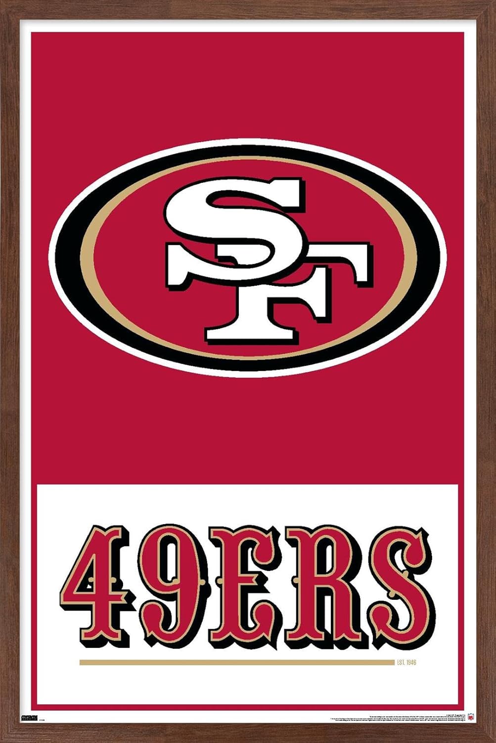 NFL San Francisco 49ers - Logo 21 Wall Poster, 34L" x 22.4W", Mahogany Framed Version