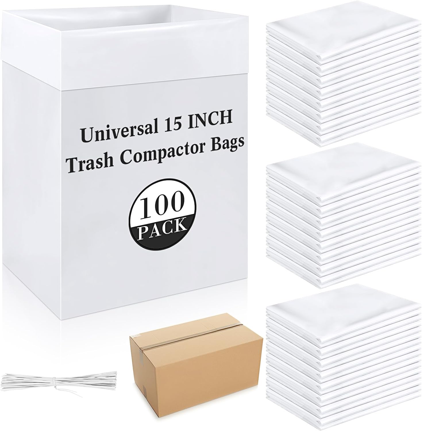 Ctosree 100 Pieces Trash Compactor Bags with Twist Ties 31.