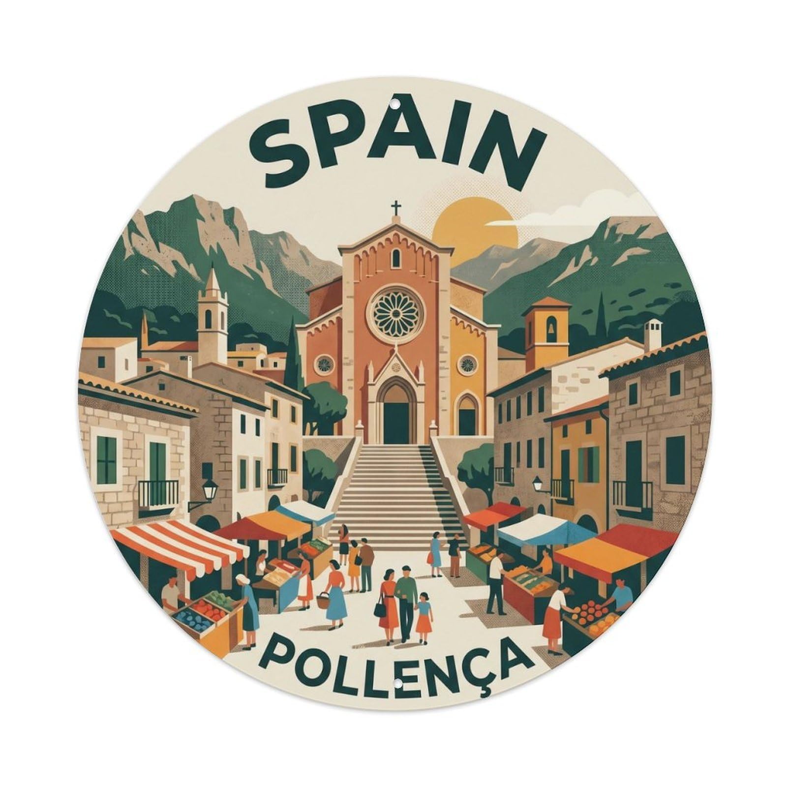 Mallorca Pollenca Spain Landmark Travel Destination Metal Tin Sign