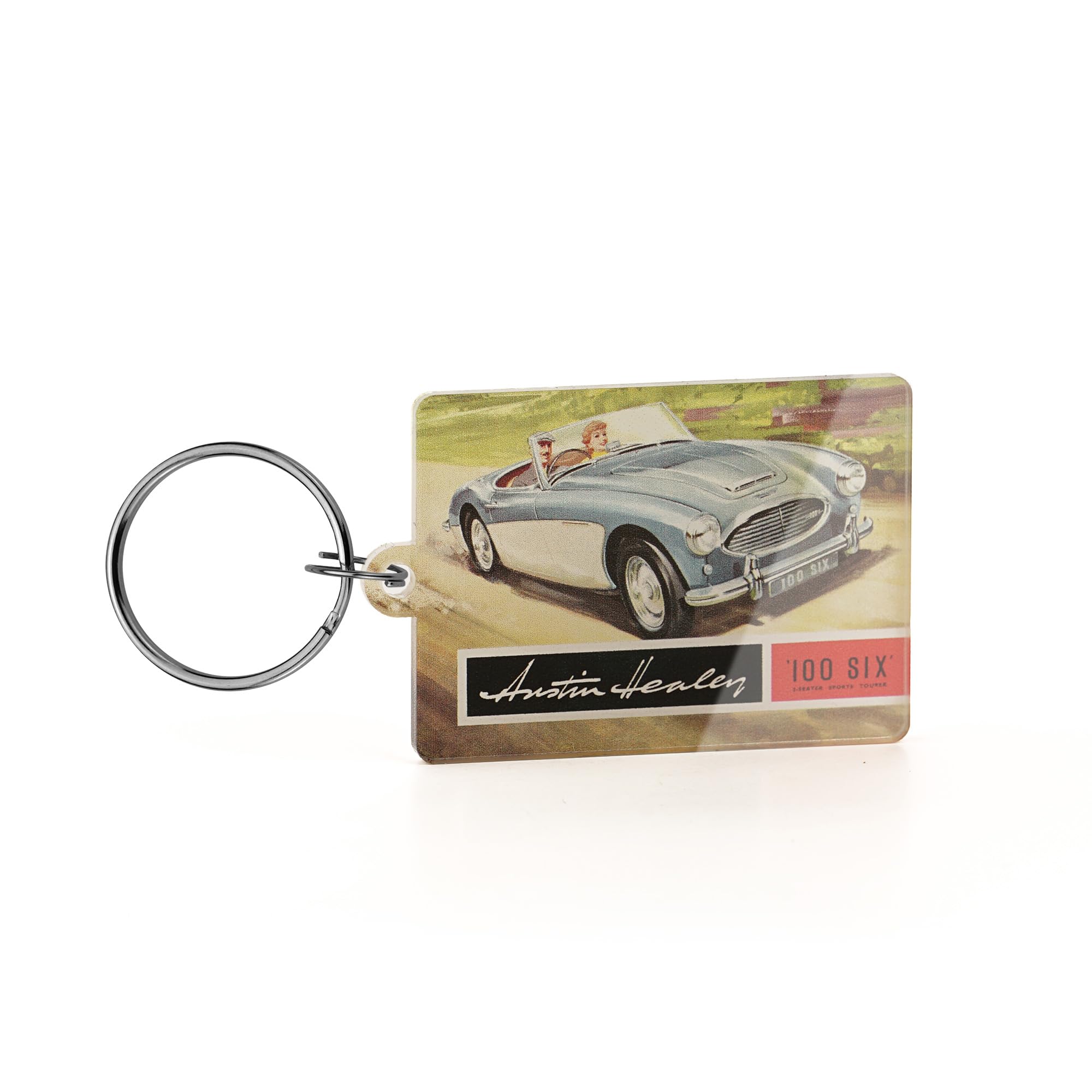 Austin Healey 100 Six Keyring Old Car Advert British Car Gift OFFICIAL LICENCED PRODUCT (Plain Packaging)