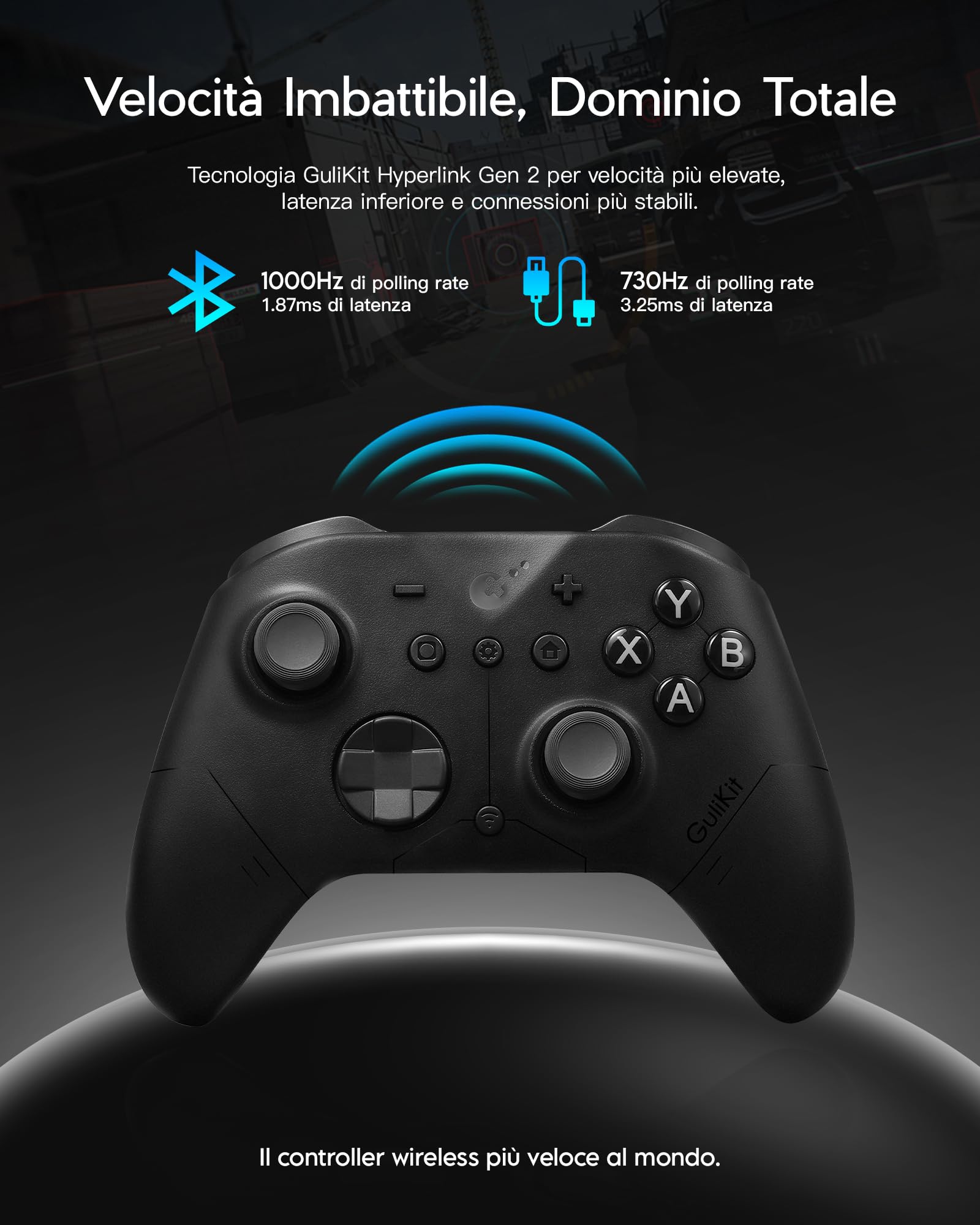 GuliKit ES PRO Controller Wireless per PC Switch 1/2 Android – Il Controller più Veloce con Latenza di 3,25 ms, Joystick TMR, 30 ore di Autonomia della Batteria e Funzione di Riattivazione