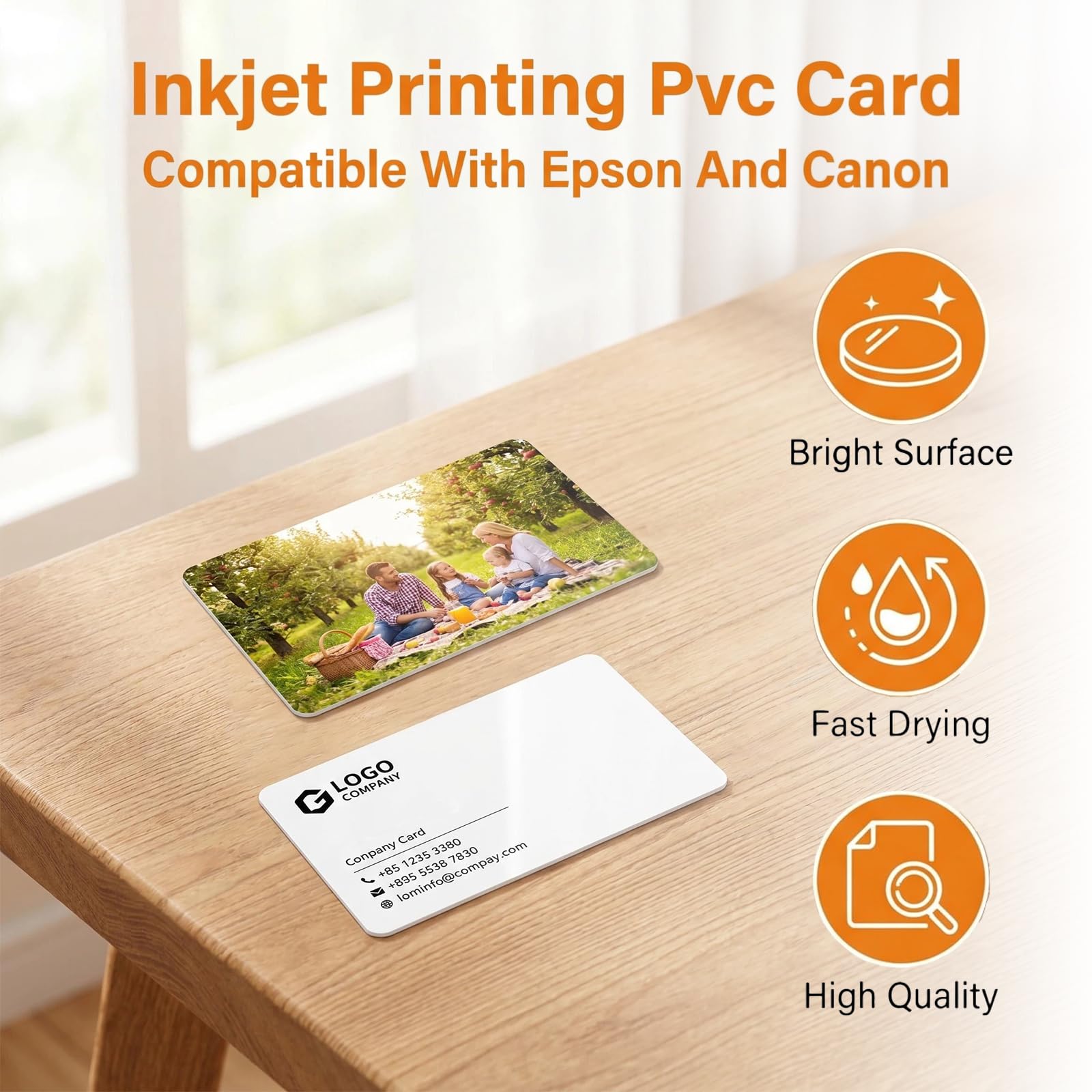 100 Stück Inkjet-bedruckbare PVC-ID-Karten, kompatibel mit Epson und Canon Inkjet-Druckern, CR80 30 MIL Dicke, wasserdichtes Material, beidseitig bedruckbar