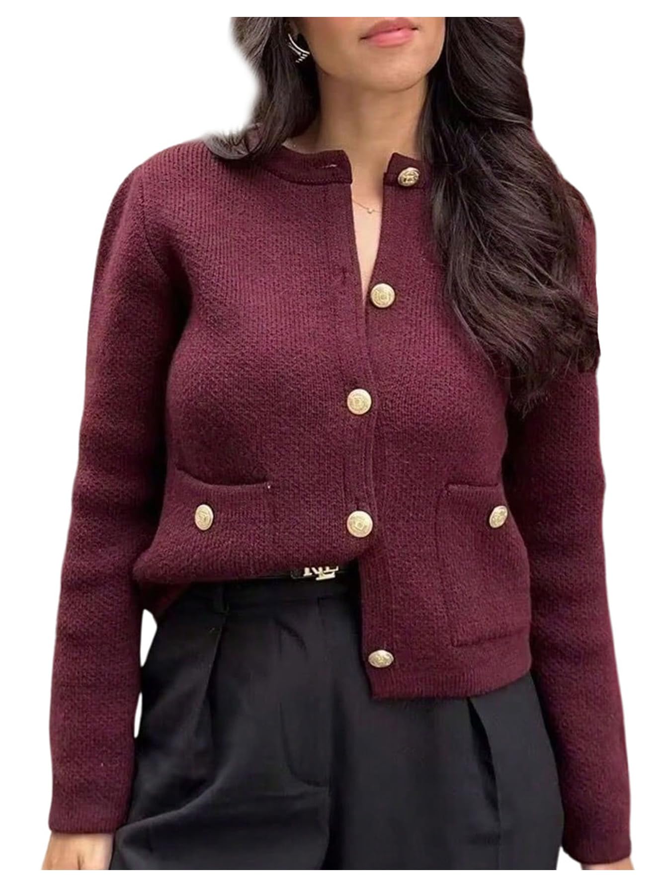 GORGLITTER Womens Cardigan Sweaters Trendy Oversized Knit Chunky Button up Cardigans Fall Winter Outfits