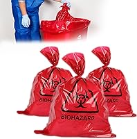 Bemaxy Biohazard Waste Bags: Autoclavable, Puncture-Resistant 20 Gal Disposable Bags, 1.77 mil Thick, 24x31", 30 Pack