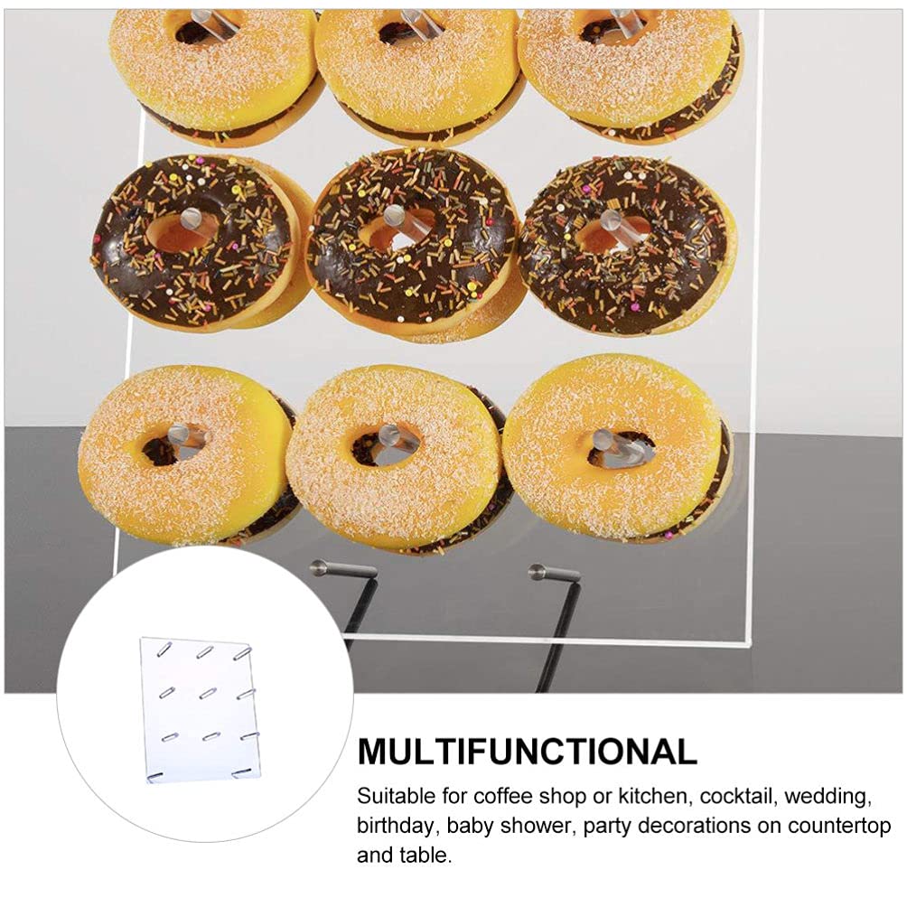 Cabilock Escuadras para Estanterias Soporte de Exhibición de Acrílico para Mostrar 9 Donuts Expositor de Donuts para Mesa de Postres de Fiesta de Cumplea?os de Boda Soportes para Estantes