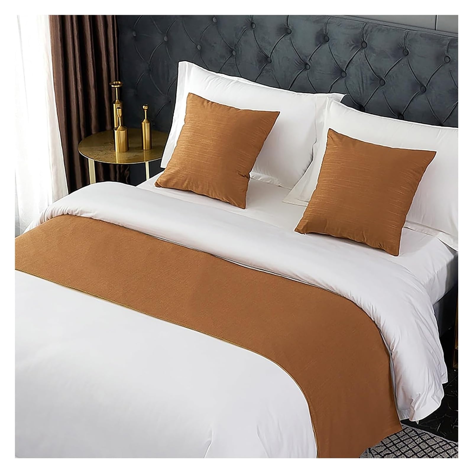JFGCTYHXY Bed linen throws, Bed Runners & Scarves Solid Single Layer End Scarf, Modern Style(Bruin,50 * 240cm for 180cm Bed)