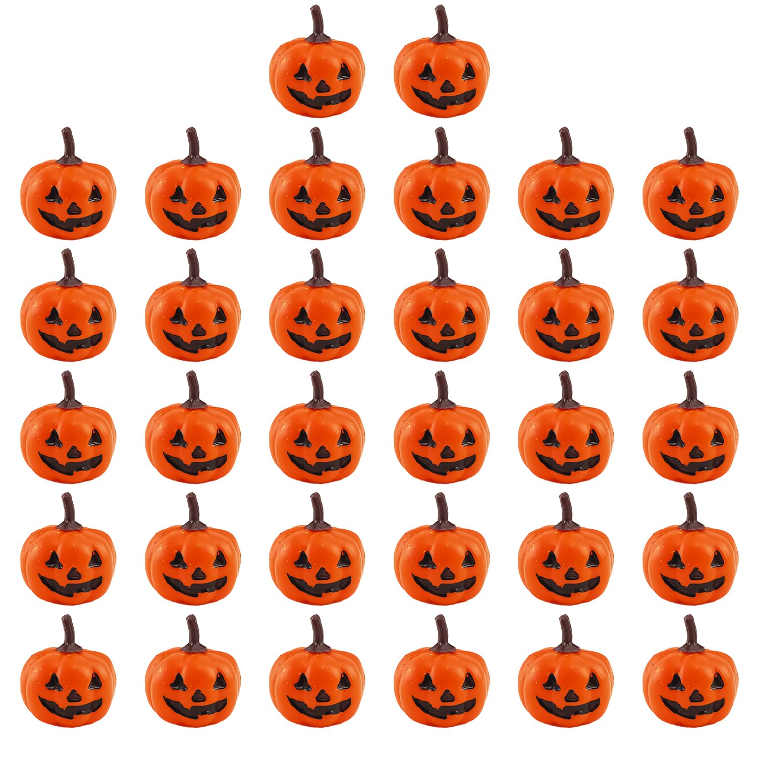 Miaija Halloween Artificial Pumpkin Plastic Pumpkins Decorations Orange Fake Pumpkin Ornaments with Make Face for Halloween Indoor Outdoor Decorations (32)
