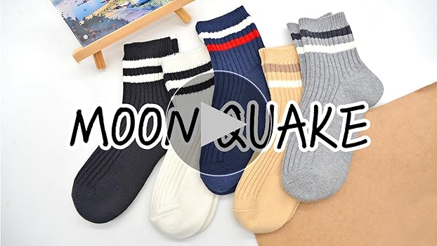 Amazon.co.jp: [MOON QUAKE] ボーダーソックス 2本ラインリブ