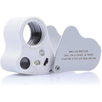 KINGMAS Lupe mit 2 Linsen 30-fach und 60-fach beleuchtet Juwelierlupe mit LED-Beleuchtung Faltbare Lupe mit LED-Licht f r Schmuck Edelsteine Uhren M nzen Briefmarken Antiquit ten