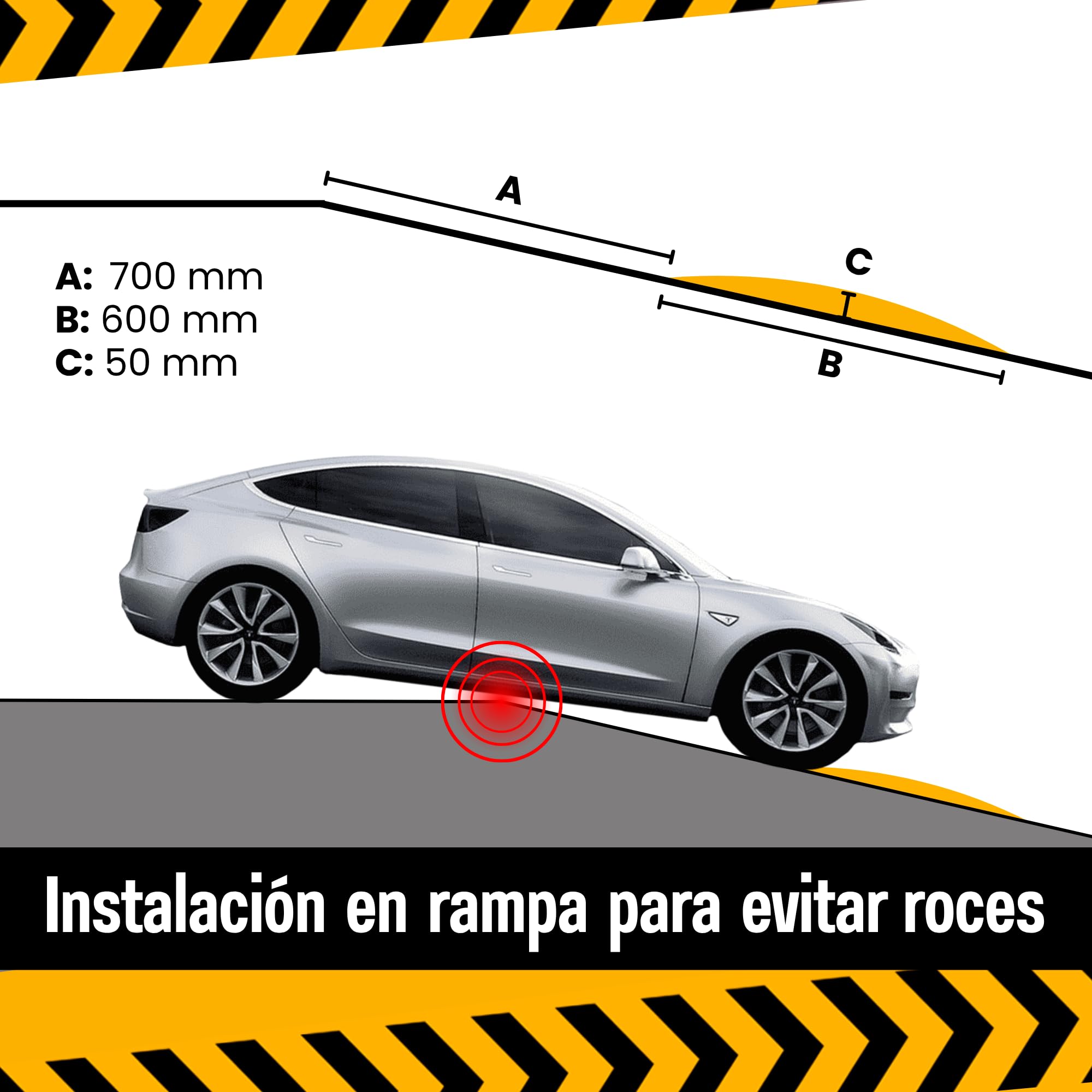 Pack de 2 Reductores de Velocidad de Caucho 5×60×50 cm Antideslizantes para Aparcamientos