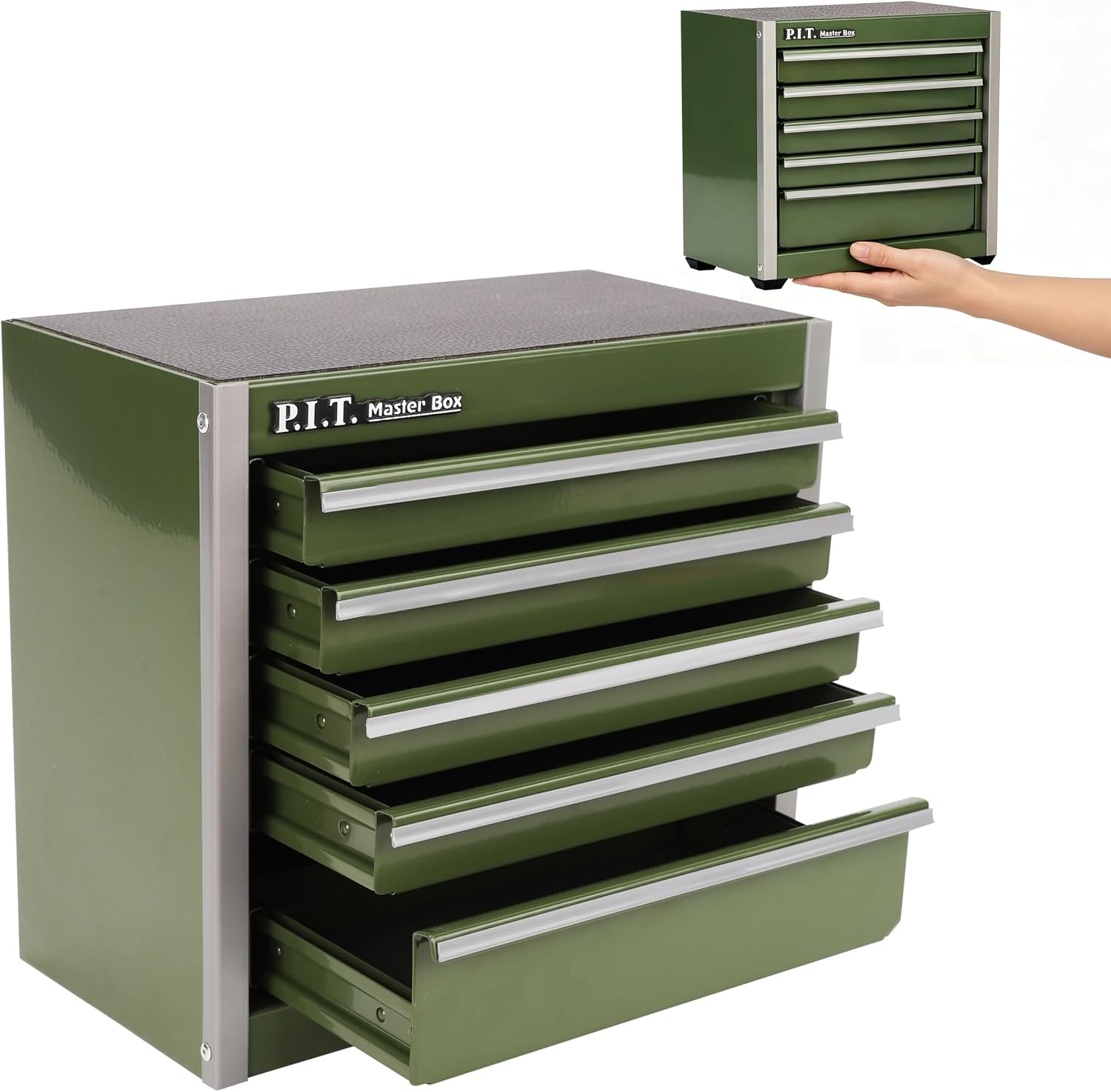 Mini Tool Box with 5 Drawer,Green Metal Toolbox for Multi-Purpose Storage