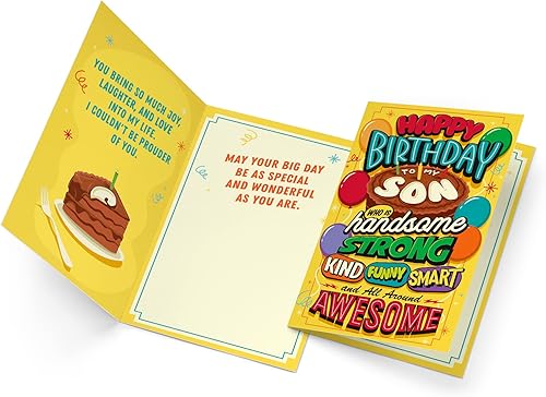 Miniatura 3 de Prime Greetings Tarjeta de cumpleaños para hijo, fabricada en Estados Unidos, ecológica, cartulina gruesa con sobre premium de 5 x 7.75 pulgadas,