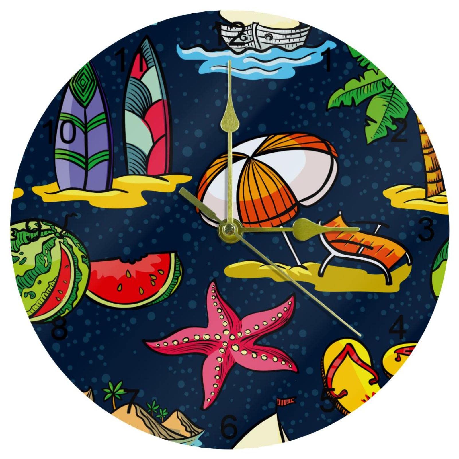 Horloge murale de plage ronde pour prolonger les vacances d'été dans votre salon