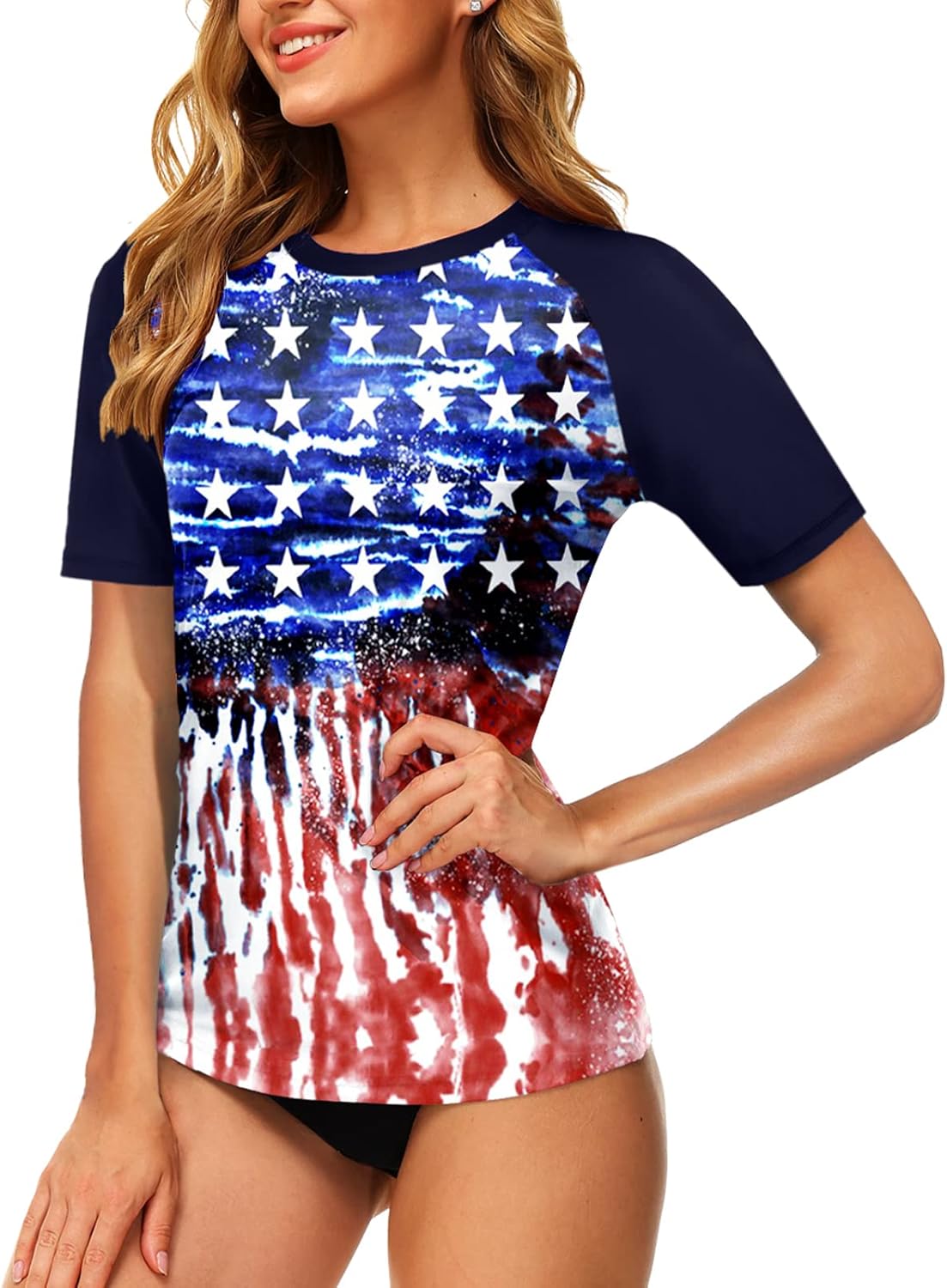 AOBUTE Women Short Sleeve Rash Guard UPF 50+ Tropical Sun Protection Floral Swim Shirts