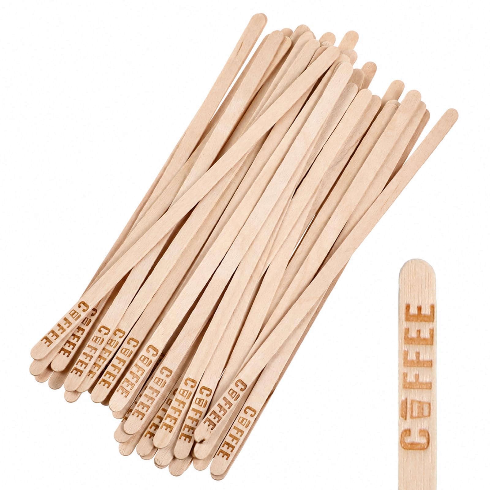 Twisina 5.5 Inch Wooden Coffee Stirrers, 200 Pcs Disposable Stir Sticks