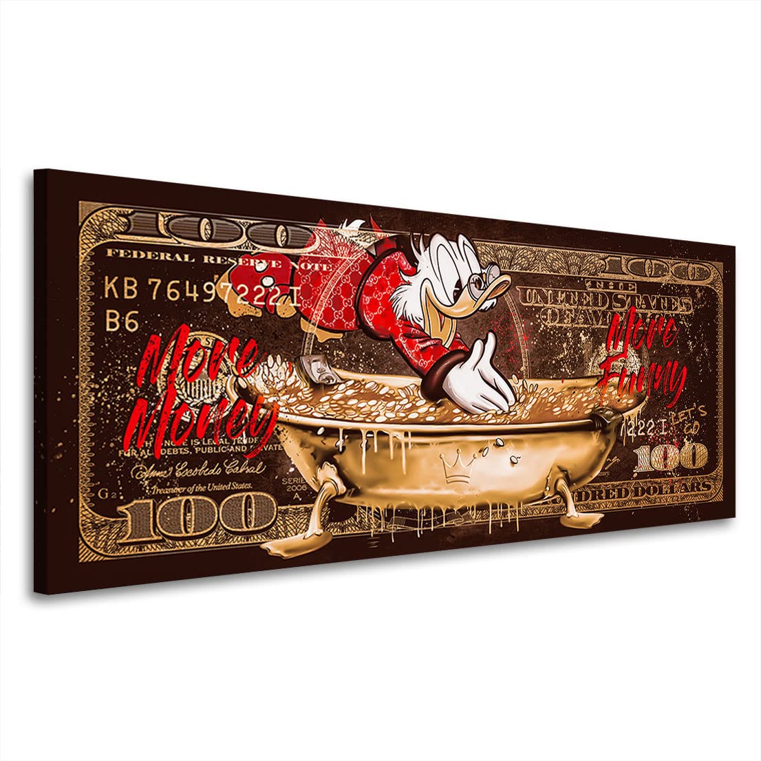 Kunstgestalten24 Leinwandbild Dagobert Dollar More Money Vintage Style Wandbild Kunstdruck Raum- u. Wanddekoration
