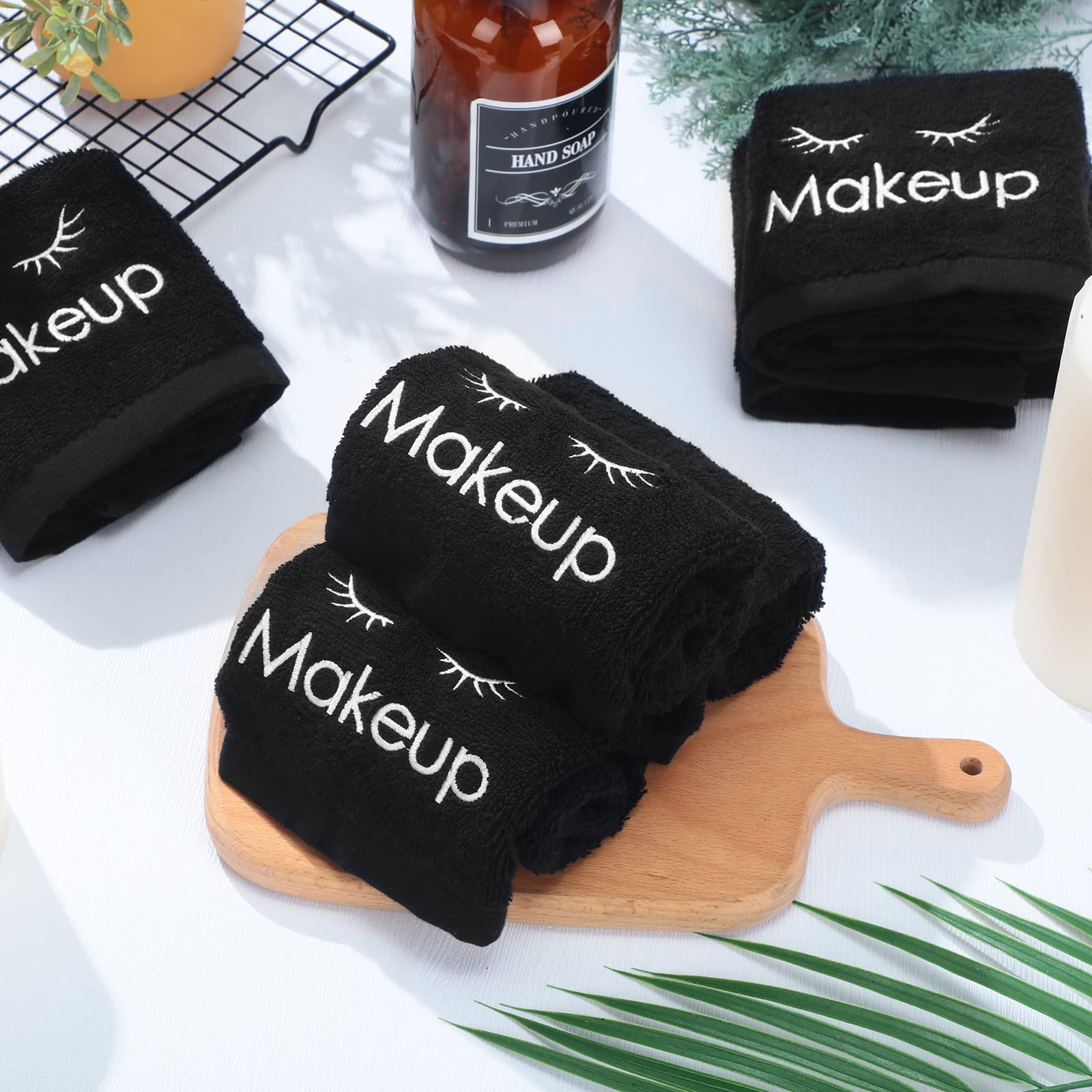 Shimeyao Make-up-Waschlappen, wiederverwendbar, 33 x 33 cm, Gesichtsreinigungstücher, Baumwolle, Kosmetiktuch, wasserabsorbierendes Tuch, Gesichtshandtücher für Damen, Hautpflege, Schwarz (12 Stück