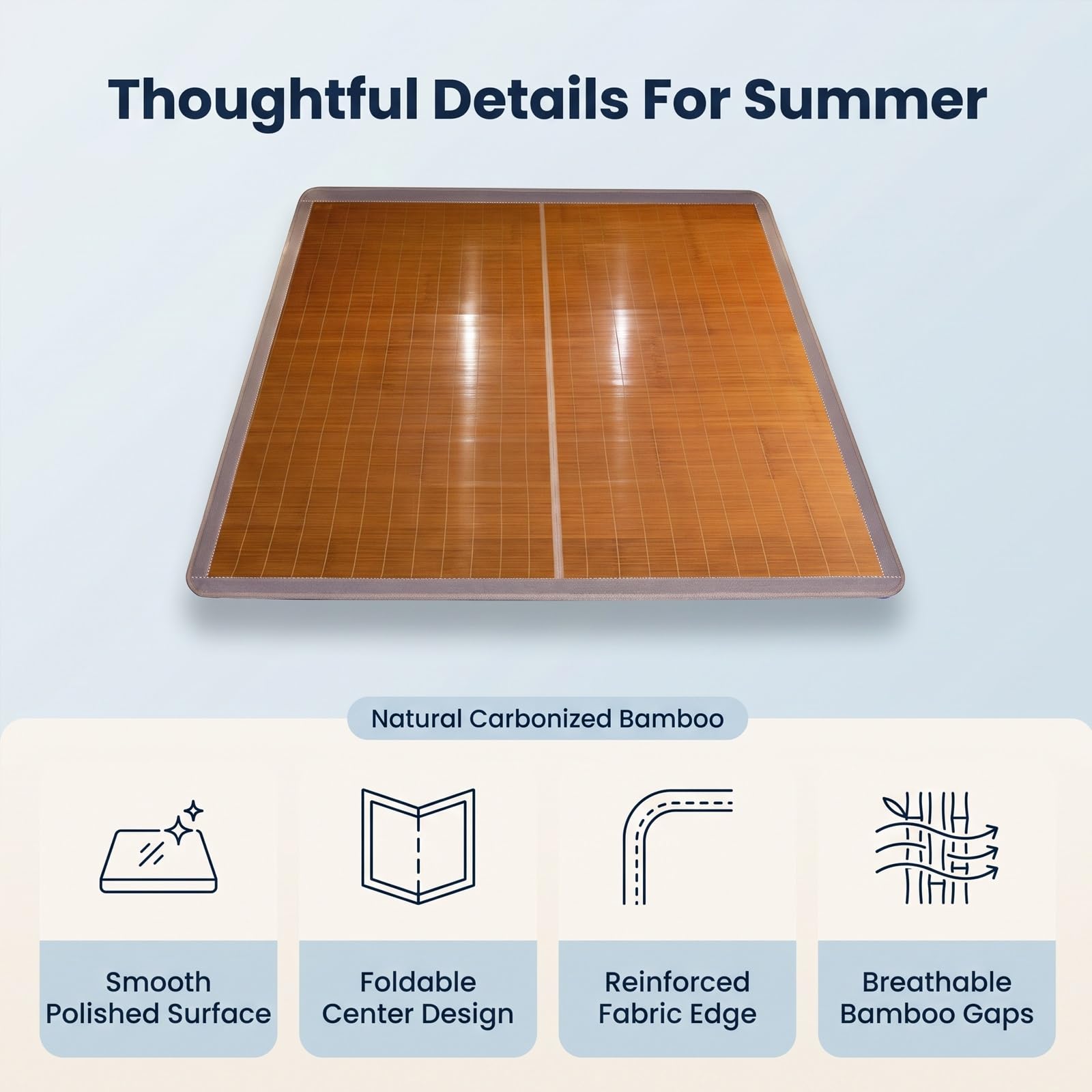 Rattan-Kühlmatte für Den Sommer, Glatt und Atmungsaktiv, Faltbar